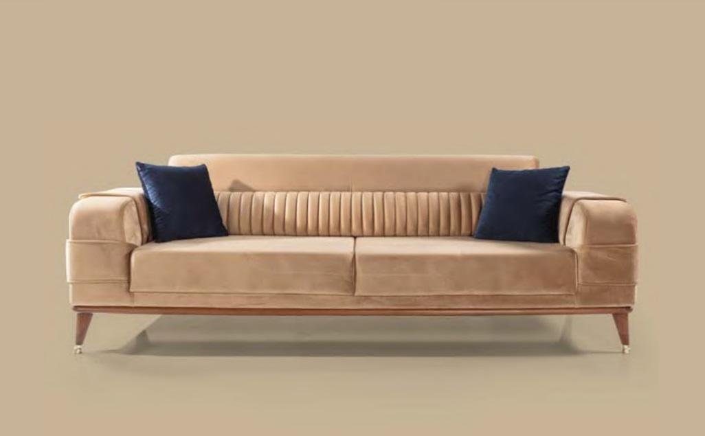 JVmoebel Sofa Sofa 3 Sitzer Wohnzimmer Design Stil Möbel Moderne Sofas Neu, Sofa 3 Sitzer Farbe Beige Wohnzimmer Design Stil Möbel Moderne