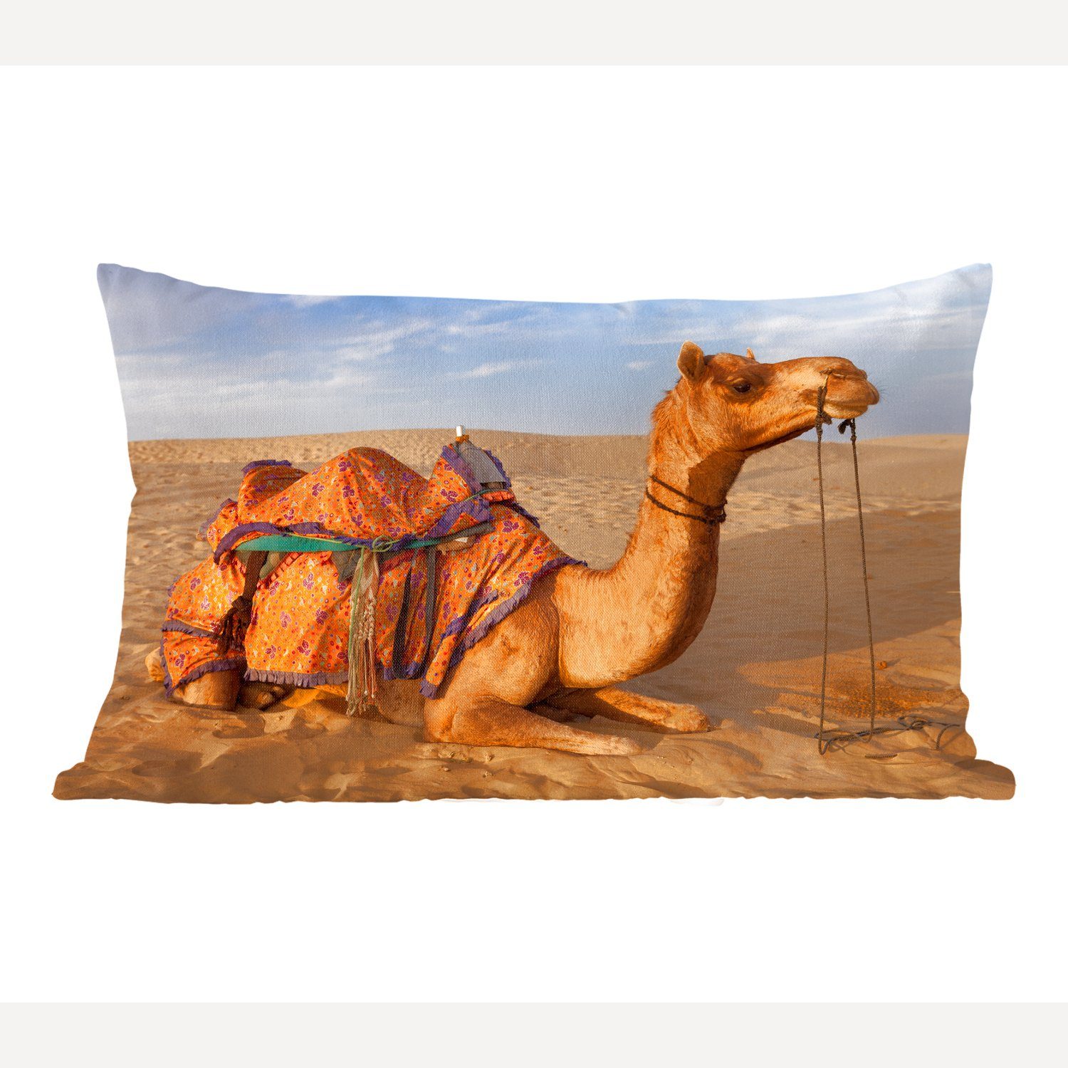 MuchoWow Dekokissen Dromedar-Kamel in den Sanddünen, Wohzimmer Dekoration, Zierkissen, Dekokissen mit Füllung, Schlafzimmer