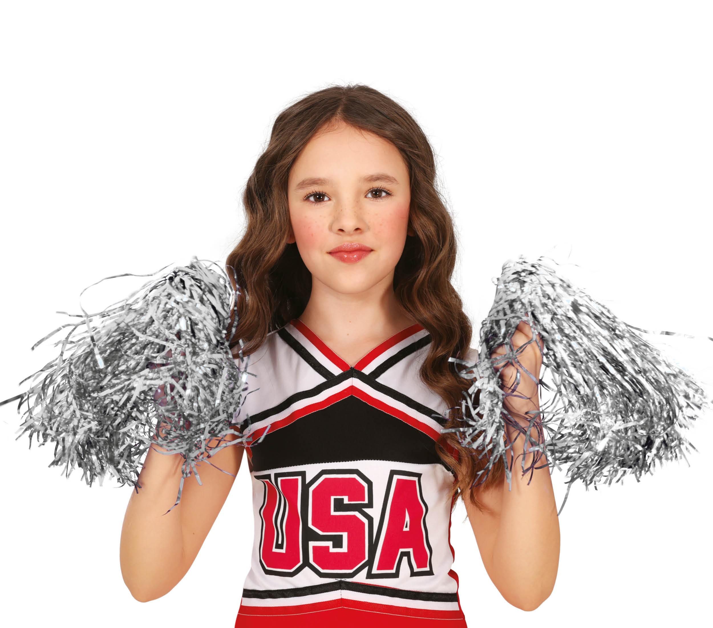 Fiestas Guirca Kostüm, Sportliche Cheerleader Pom Poms Blau Glitzernd Karneval Accessoires Pa