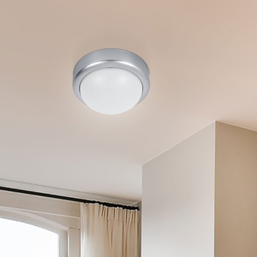 Globo LED Deckenleuchte, LED-Leuchtmittel fest verbaut, Neutralweiß, Deckenleuchte Flurlampe Küchenleuchte LED Deckenlampe silber weiß