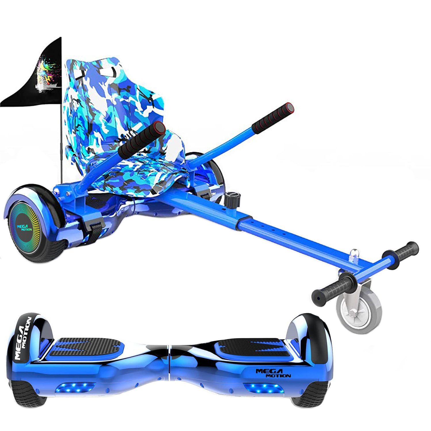 Mega Motion Balance Scooter Kart A03, 15,00 km/h, 6.5" Ховерборды mit Hoverkart Bluetooth Lautsprecher LED-Light