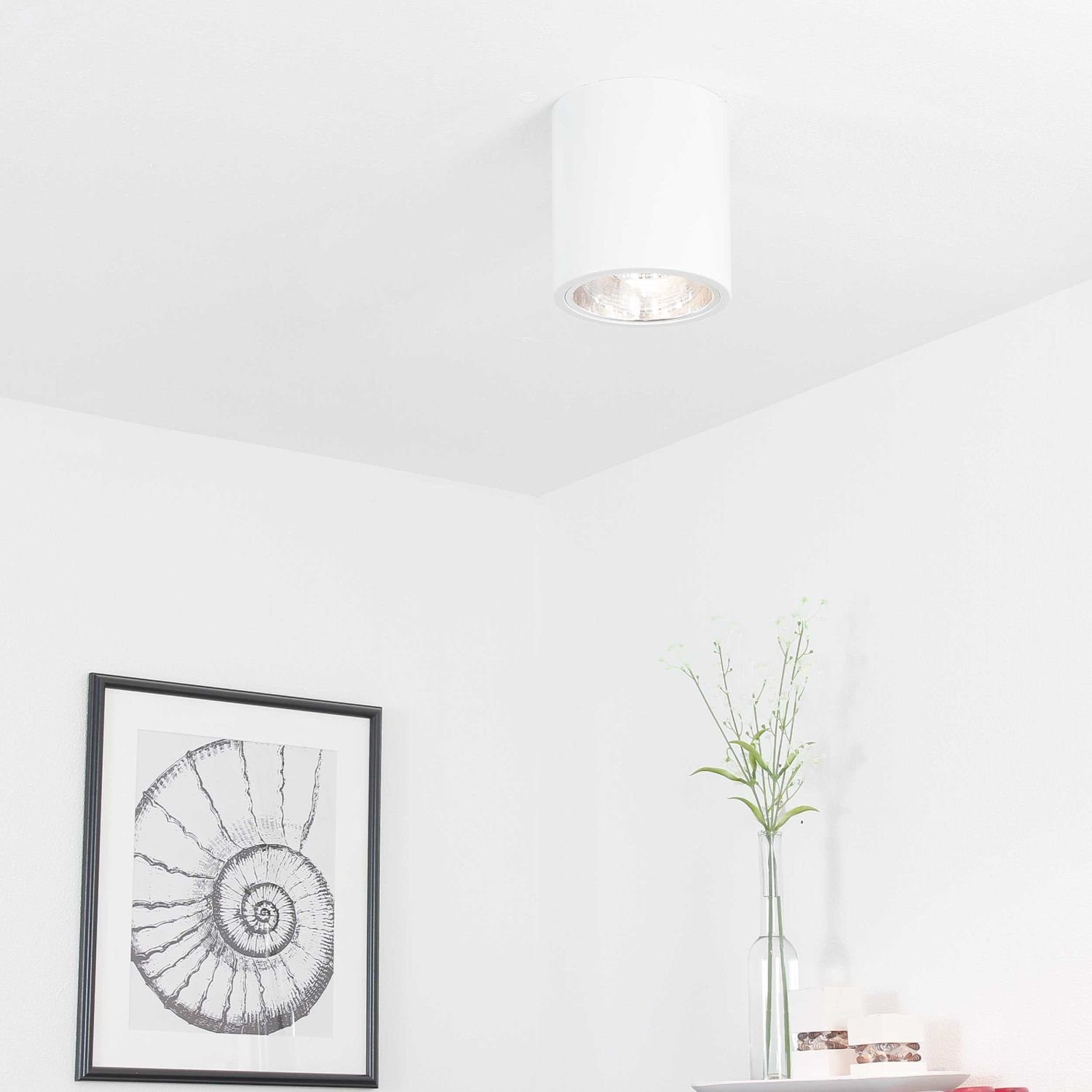 Licht-Erlebnisse Deckenleuchte »DOWNLIGHT ROUND«, Bauhaus Deckenlampe  Metall Weiß rund Küche Lampe