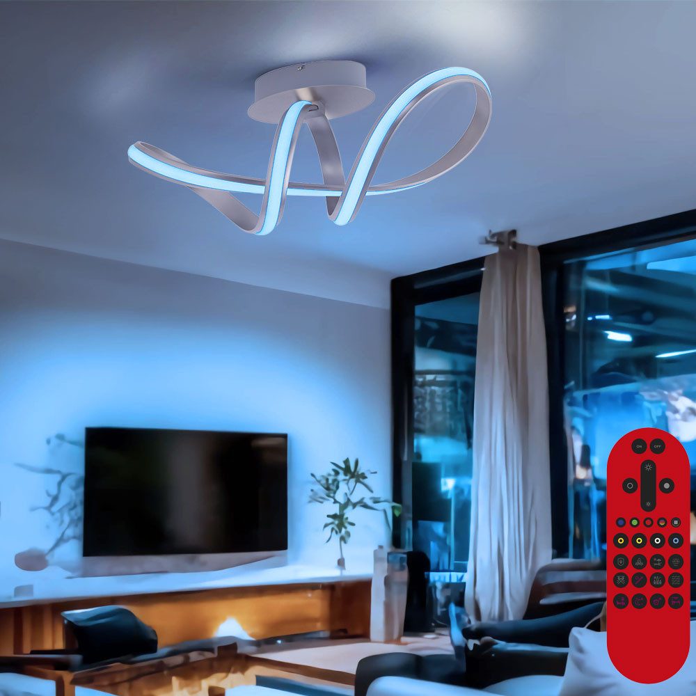 JUST LIGHT LED Deckenleuchte, LED-Leuchtmittel fest verbaut, Warmweiß, Neutralweiß, Smart Deckenleuchte RGB LED Designlampe Fernbedienung dimmbar CCT App