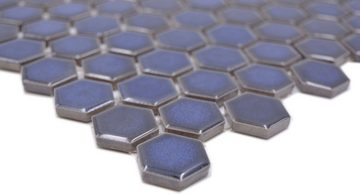 Mosani Mosaikfliesen Hexagonale Sechseck Mosaik Fliese Keramik mini kobaltblau