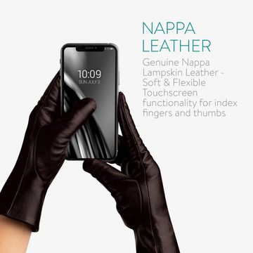 Navaris Lederhandschuhe Touchscreen Nappa Handschuhe für Damen - aus Lammleder mit Kaschmir Mix Futter - Damenhandschuhe mit Touch Funktion - M