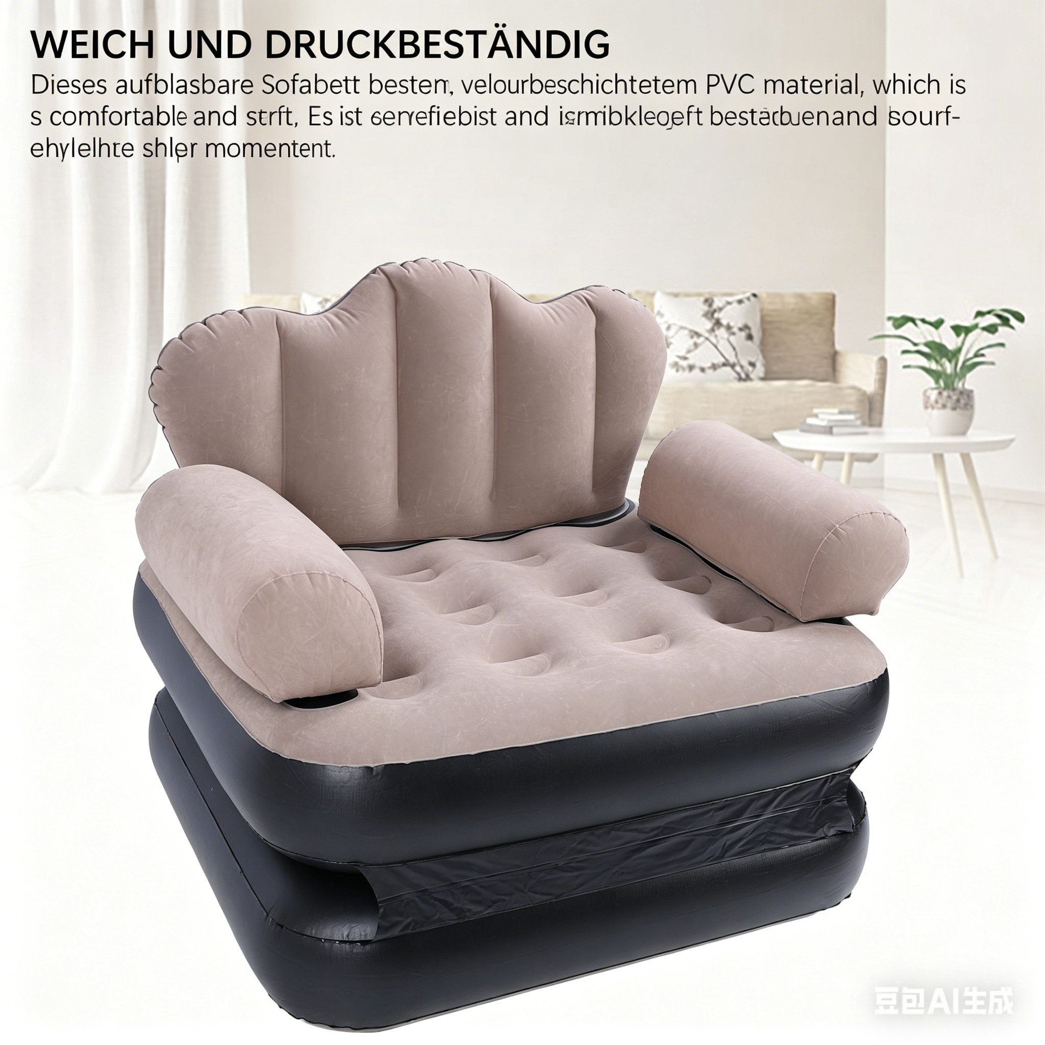 GARRYFIZH Sitzsack Aufblasbares Schlafsofa 2in1 Luftsofa Bett klappbar braun, weiche Beflockung, hohe Tragkraft 200 kg, kompakt verstaubar