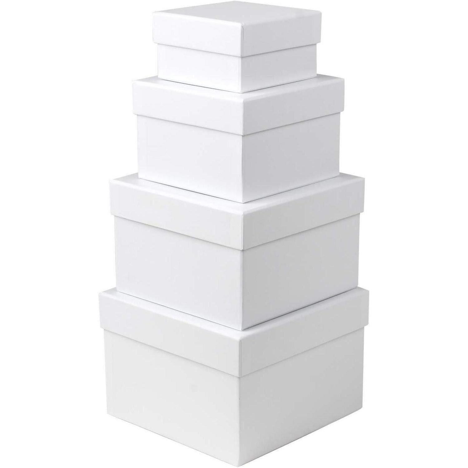 Briful Geschenkbox Rechteckige Geschenkboxen 4er Set Weiß Aufbewahrungsbox mit Deckel