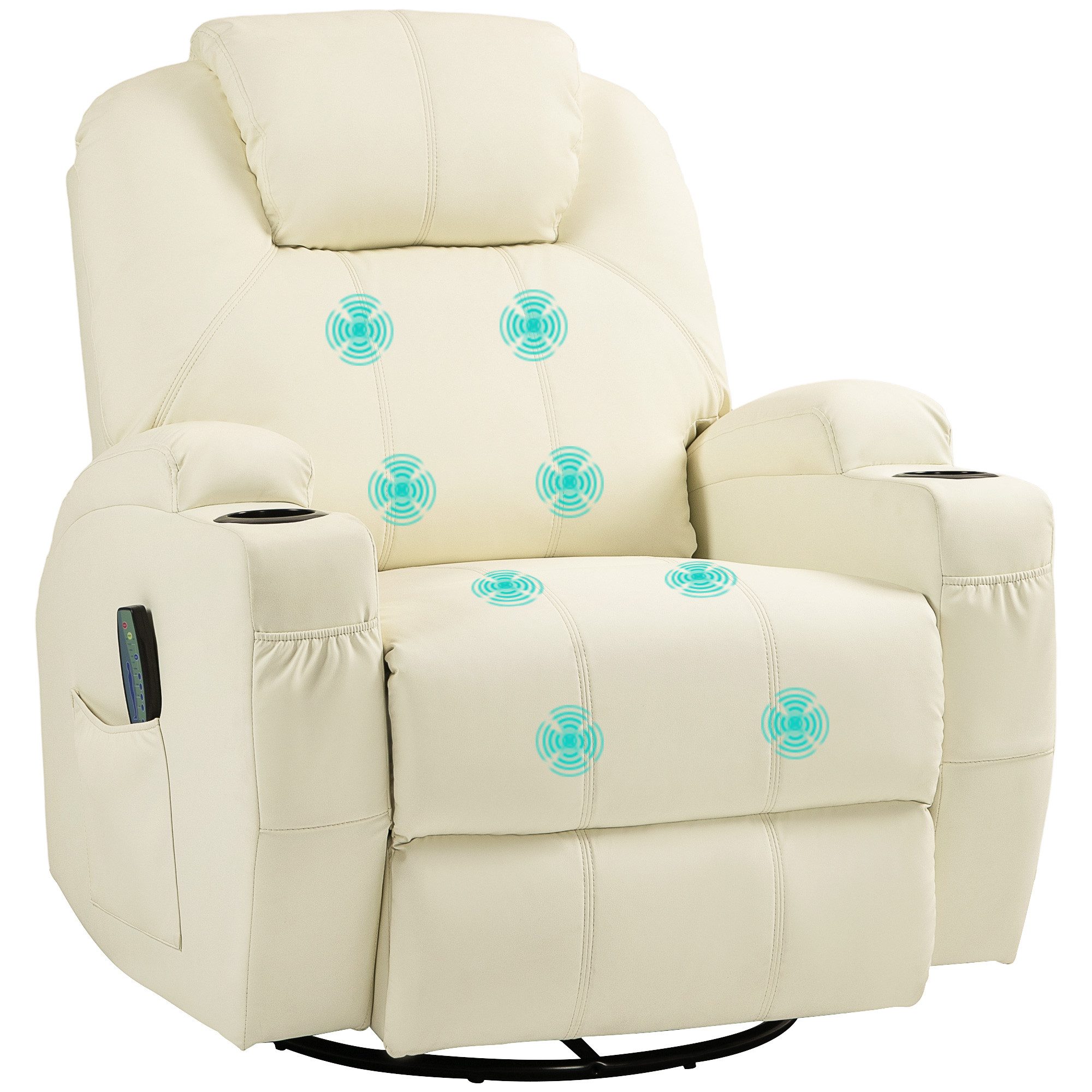 HOMCOM Massagesessel mit Fernbedienung, Drehbarer Fernsehsessel mit Liegefu günstig online kaufen