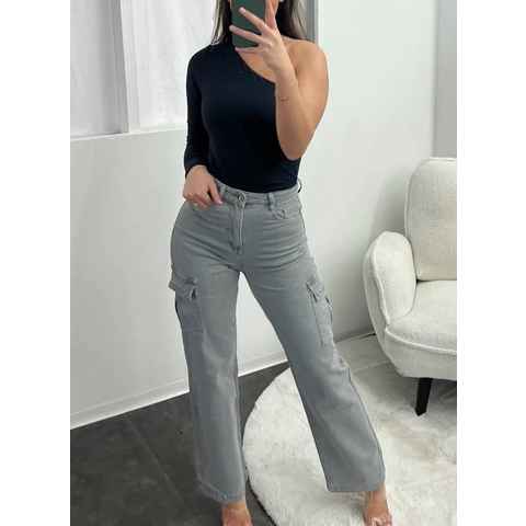 HELLO MISS Cargojeans Trending Cargohose mit breite Beine, Wide Leg Cargo Jeans Cargotaschen