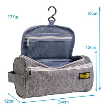 Intirilife Reisetasche (Kulturbeutel in GRAU, 1-tlg), Reisetasche mit Reißverschlüssen und Tragegriff