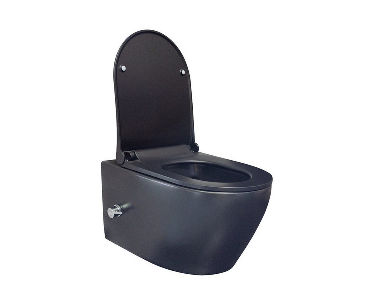 Thumbnail - GEBERIT Tiefspül-WC GEBERIT-AL66700-SET, Spülrandloses Hänge WC mit Softclose Deckel, Armatur, schwarzer