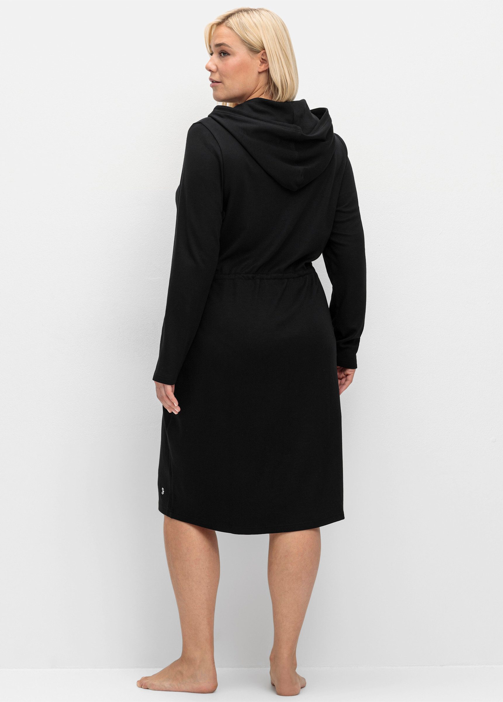 Sheego Damenbademantel Bademantel ., Länge ca. 110 cm, Baumwolle, Reißversc günstig online kaufen