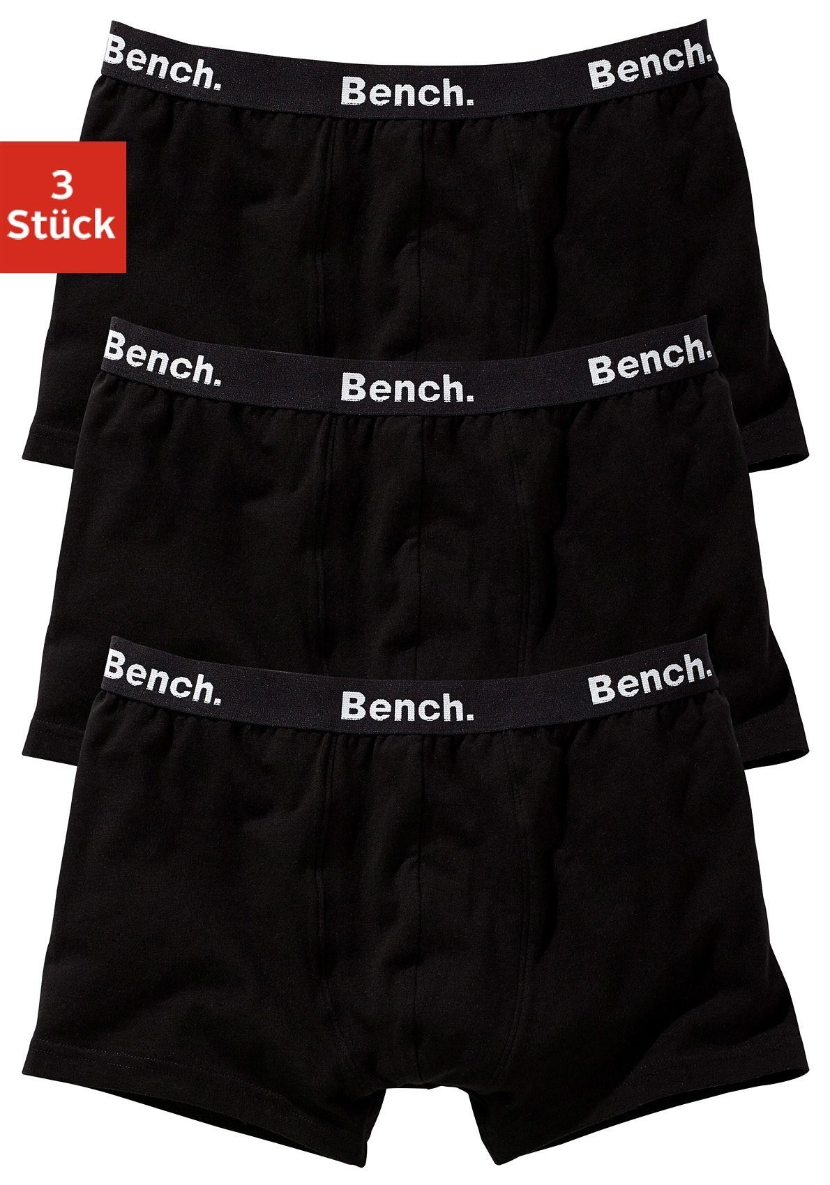 Bench. Boxer Boxershorts für Jungen (Packung, 3-St) unifarben, mit Logoschriftzügen, Baumwollmischung