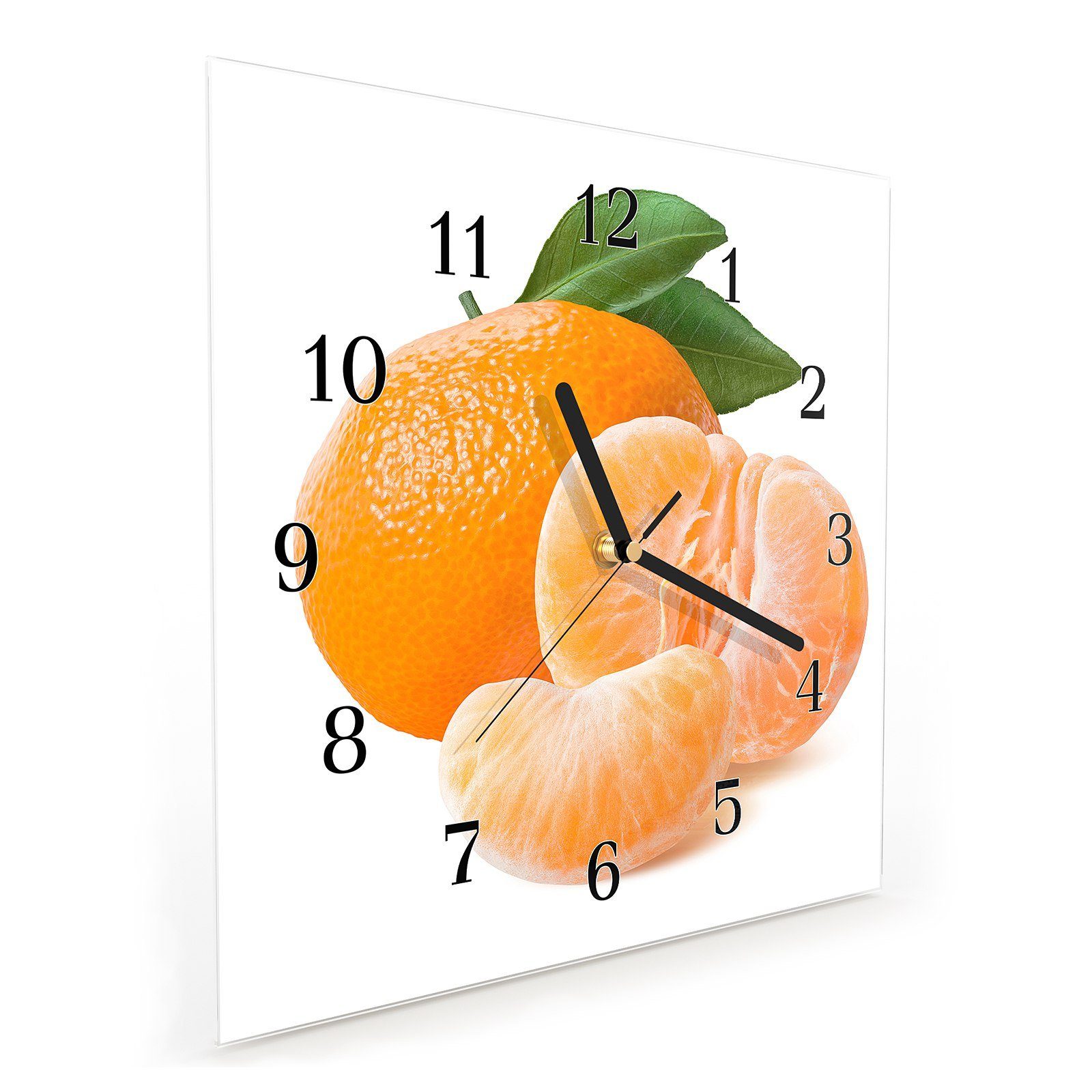 Mandarinenschnitze x Motiv Größe Primedeco Glasuhr cm mit Wanduhr 30 30 Wandkunst Wanduhr