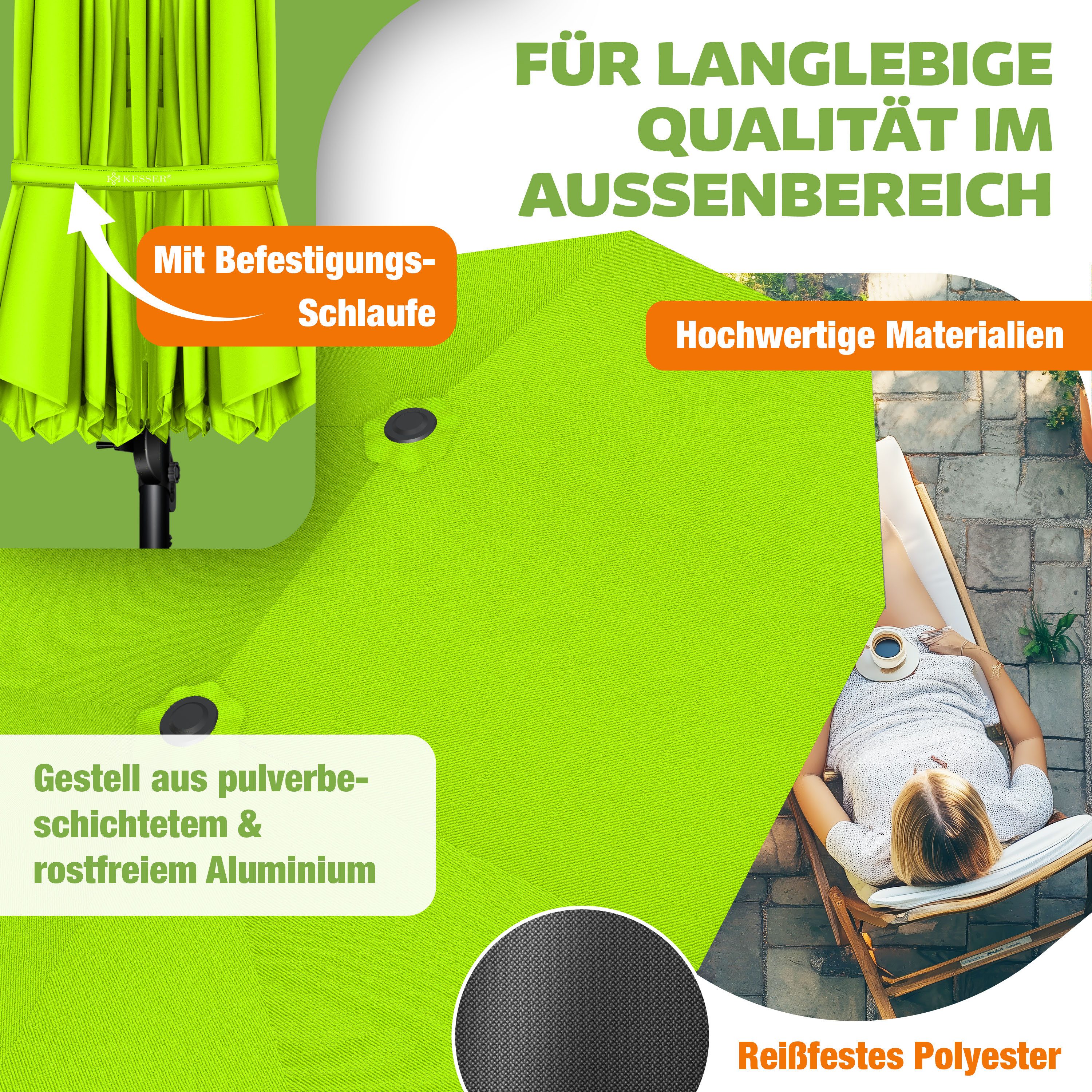 KESSER Sonnenschirm, Sonnenschirm Doppelsonnenschirm 4,6m x 2,7m Ampelschirm