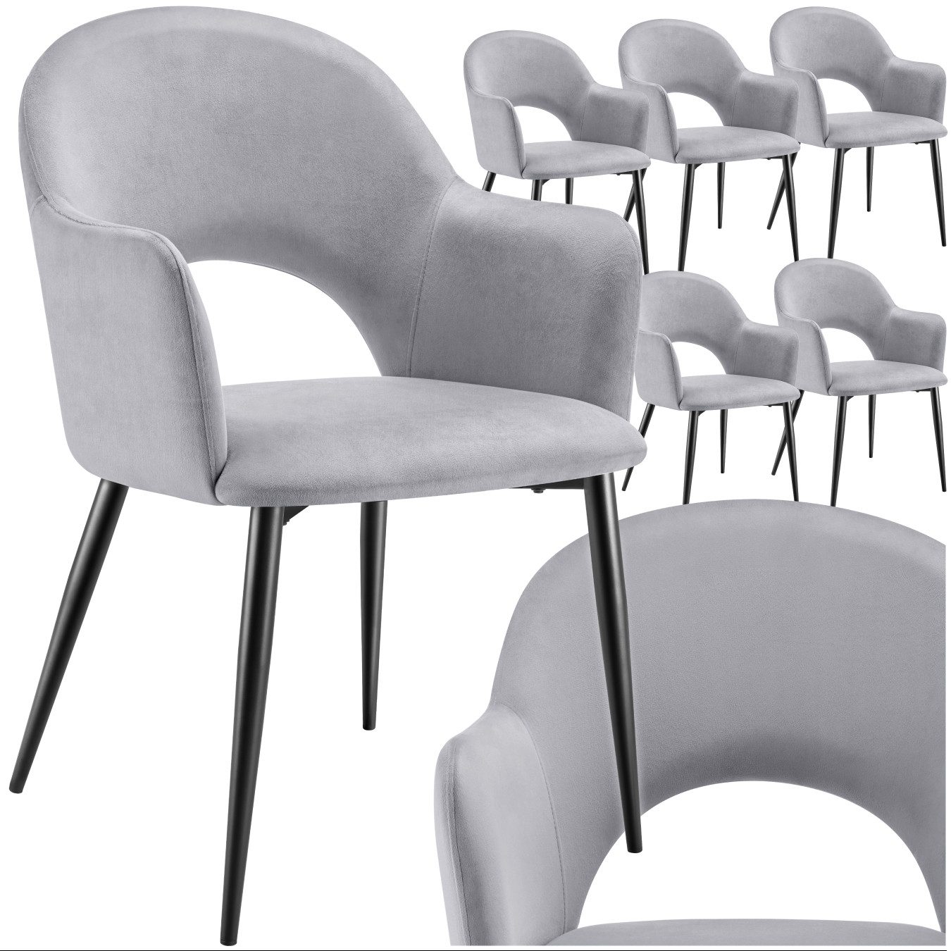 tectake Esszimmerstuhl Armlehnstuhl Sachel, Samtoptik, gepolstert, Belastba günstig online kaufen