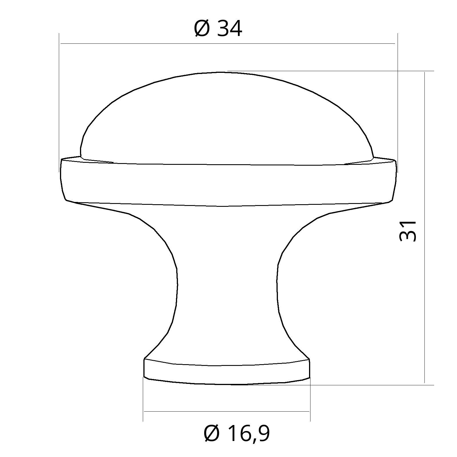 Porzellaneinsatz aus 34 weißem und ANSGAR Metall Porzellan Ø: (1-St), mm SO-TECH® mit Möbelknopf Messingoptik
