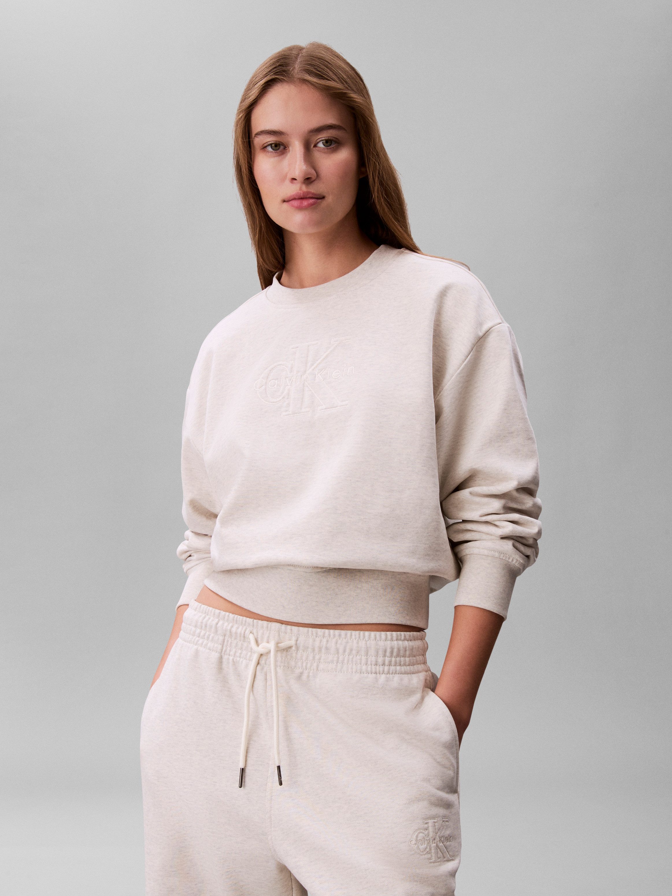 Calvin Klein Jeans Sweater EMBOSSED MONOLOGO Regular fit mit Rundhalsausschnitt