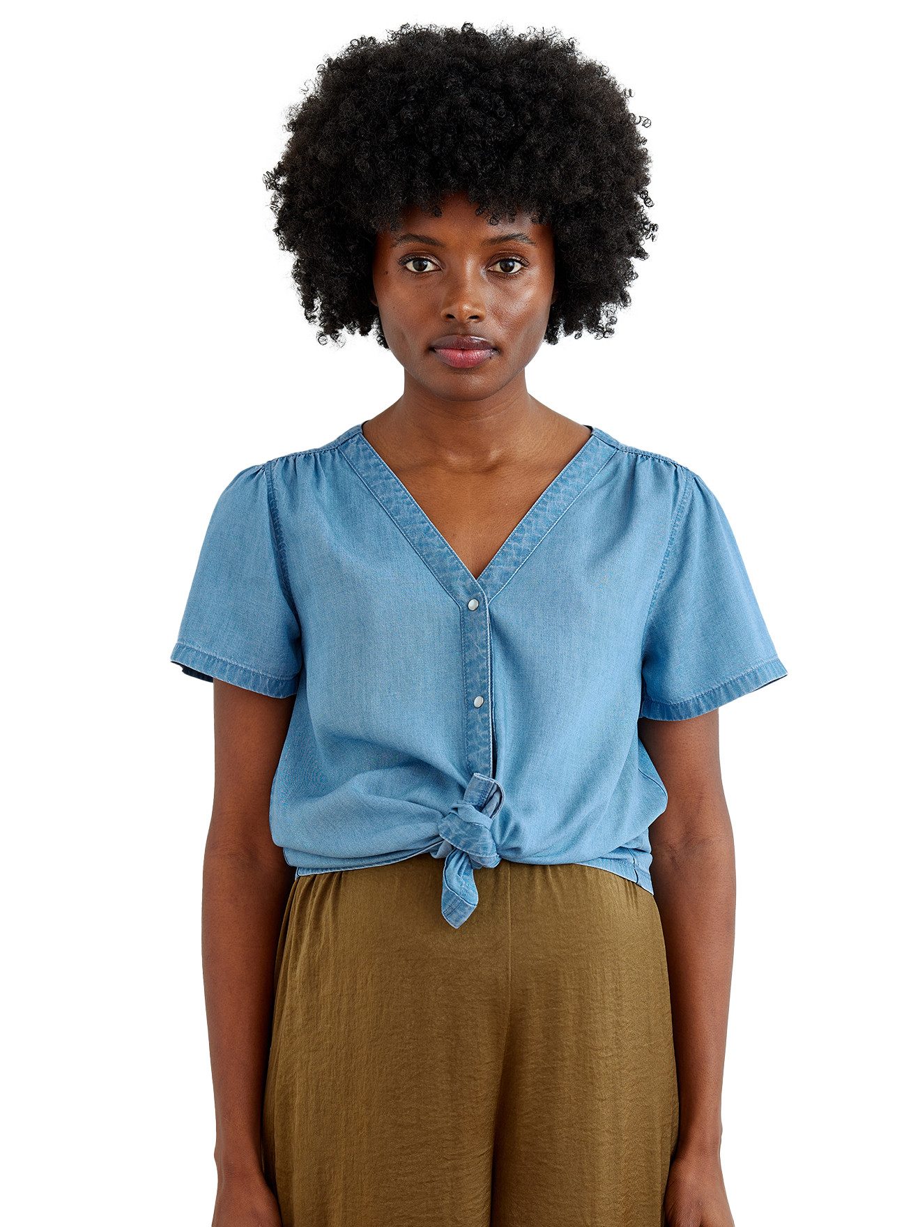 vertbaudet Umstandsbluse 1014804001 Druckknopfverschluss, V-Ausschnitt