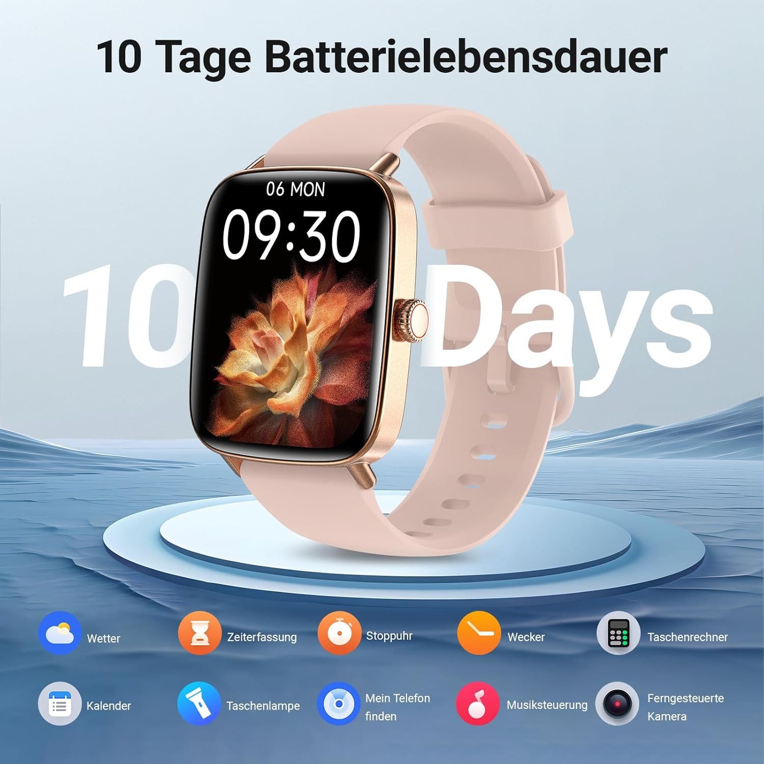 Fitpolo IDW28 Smartwatch (4,7 cm, android ios), Smartwatch mit 1.85" HD Display, Bluetooth Telefonie