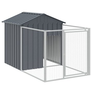 vidaXL Hundezwinger Hundehütte mit Dach Hundehaus Zwinger Anthrazit 117x609x123 cm Verzink