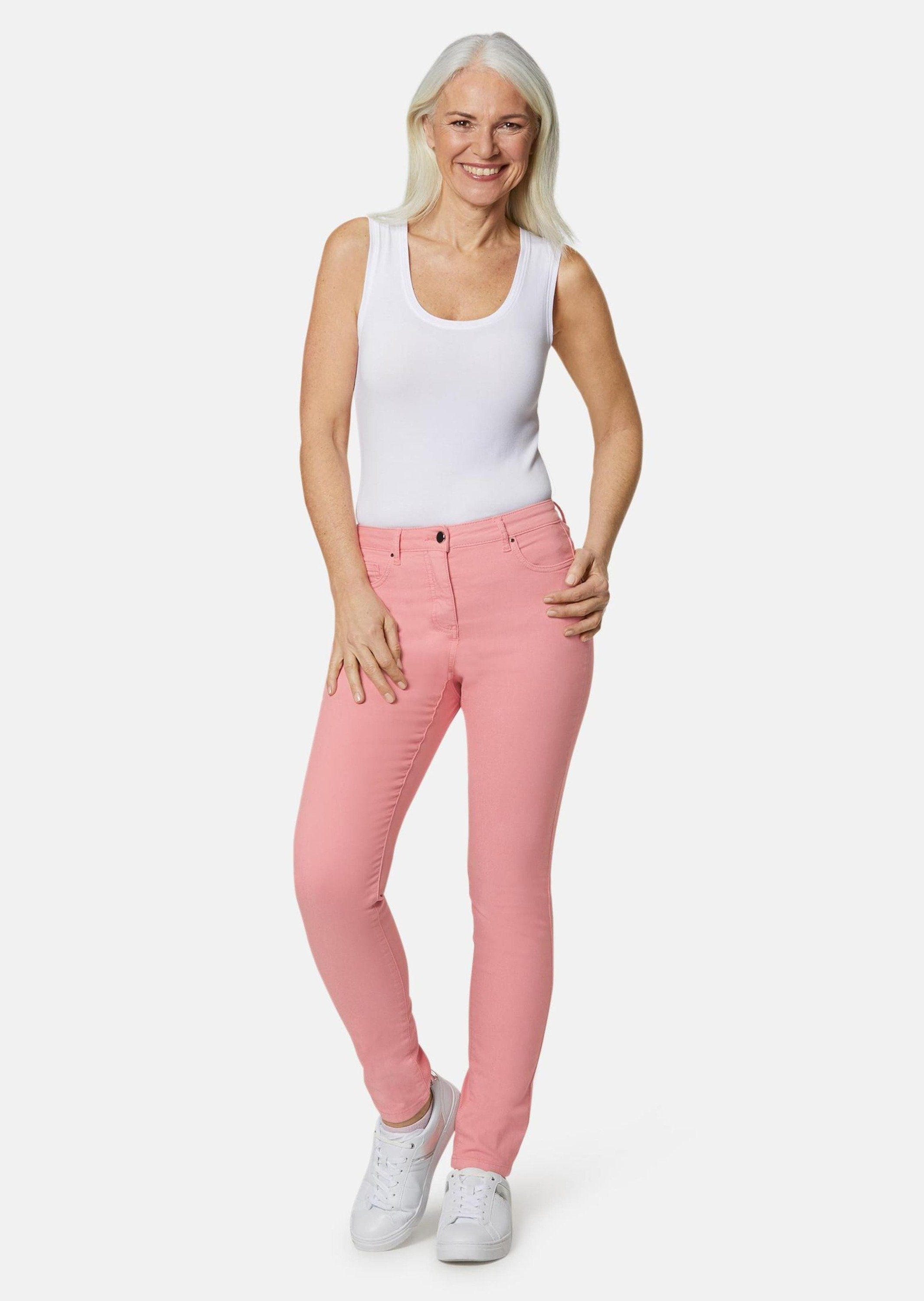 GOLDNER Bequeme Jeans Kurzgröße: Lange Freizeithose BELLA mit Formbund Slim Fit Stretch-Jeans mit hohem Komfort, Formbund