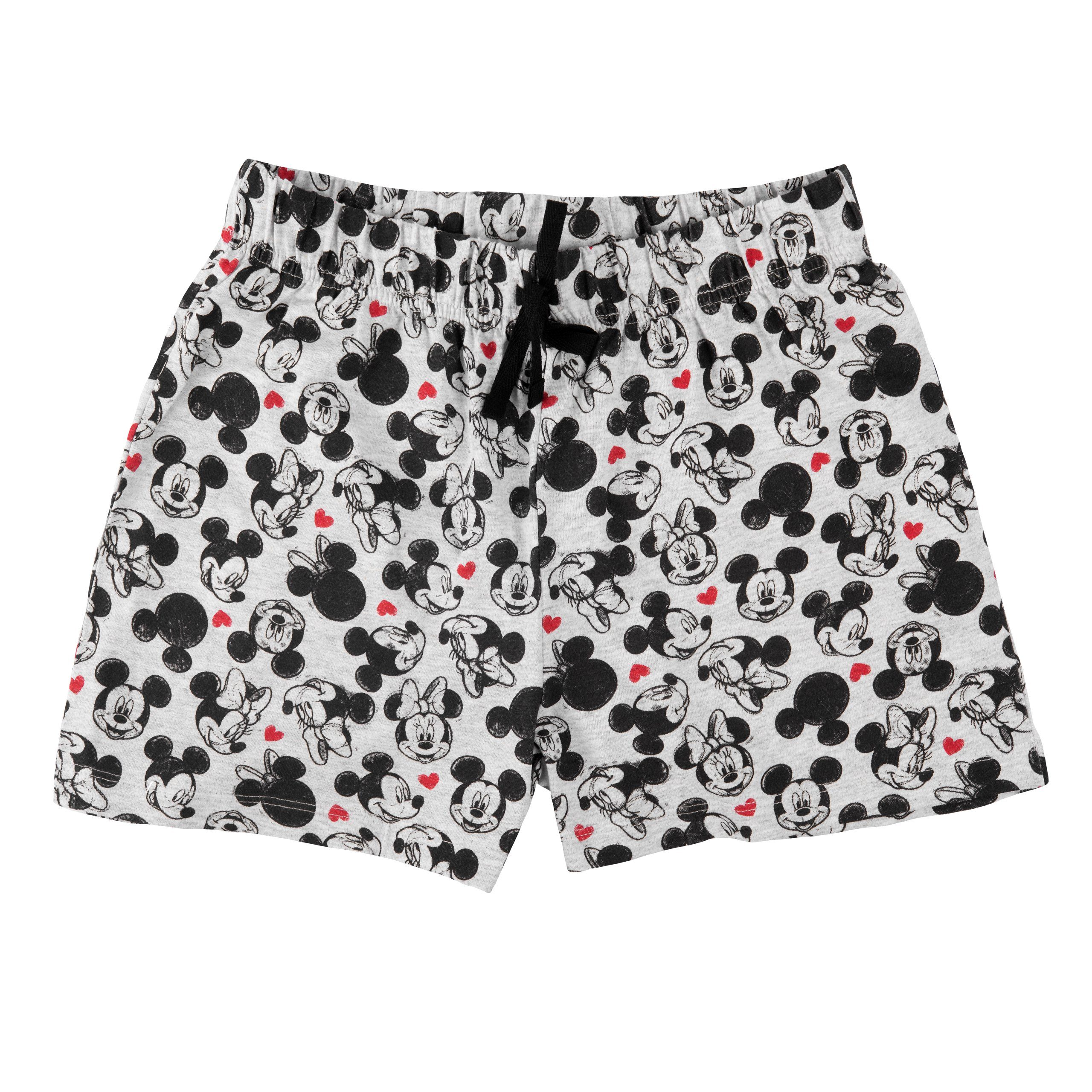 United Labels® Schlafanzug Disney Schlafshorts für Damen - Mickey & Minnie Mouse Grau/Schwarz