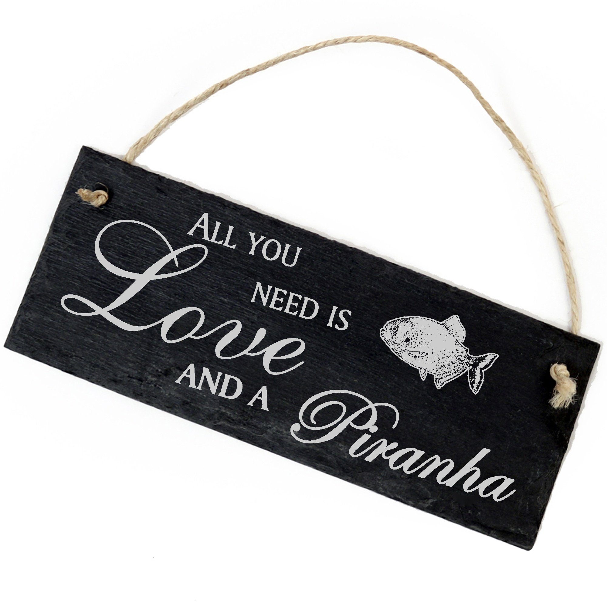 Dekolando Hängedekoration Piranha 22x8cm All you need is Love and a Piranha