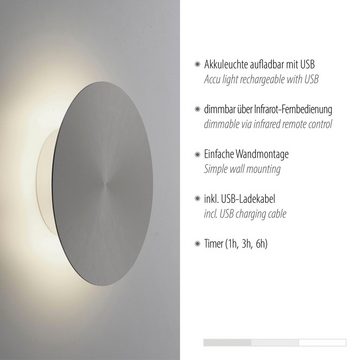Paul Neuhaus LED Wandleuchte AKKU PUNTU, LED fest integriert, Warmweiß