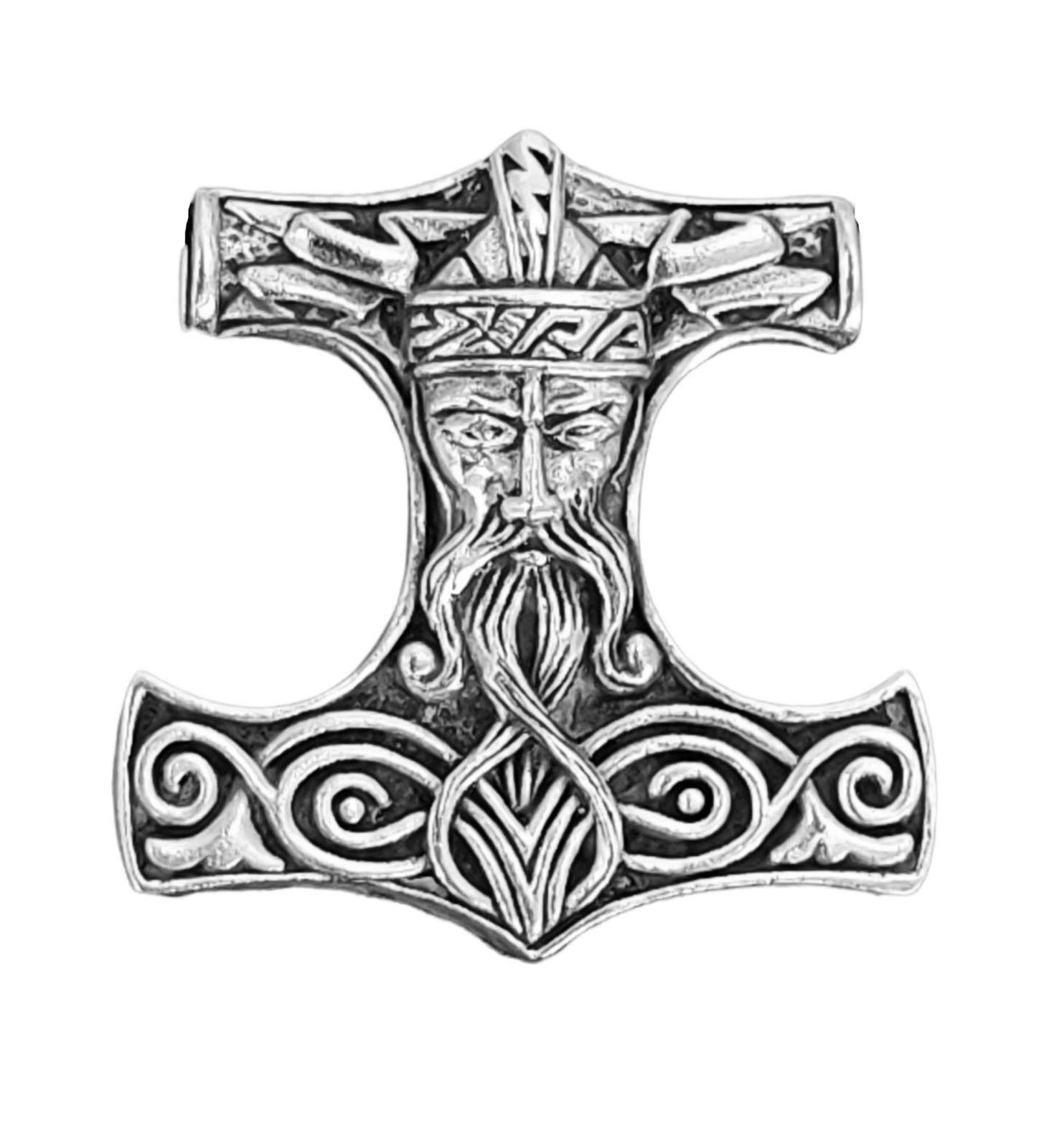 Kettenanhänger Thorshammer Anhänger 925 Silber Thors Thor Hammer Thorhammer Odinskopf