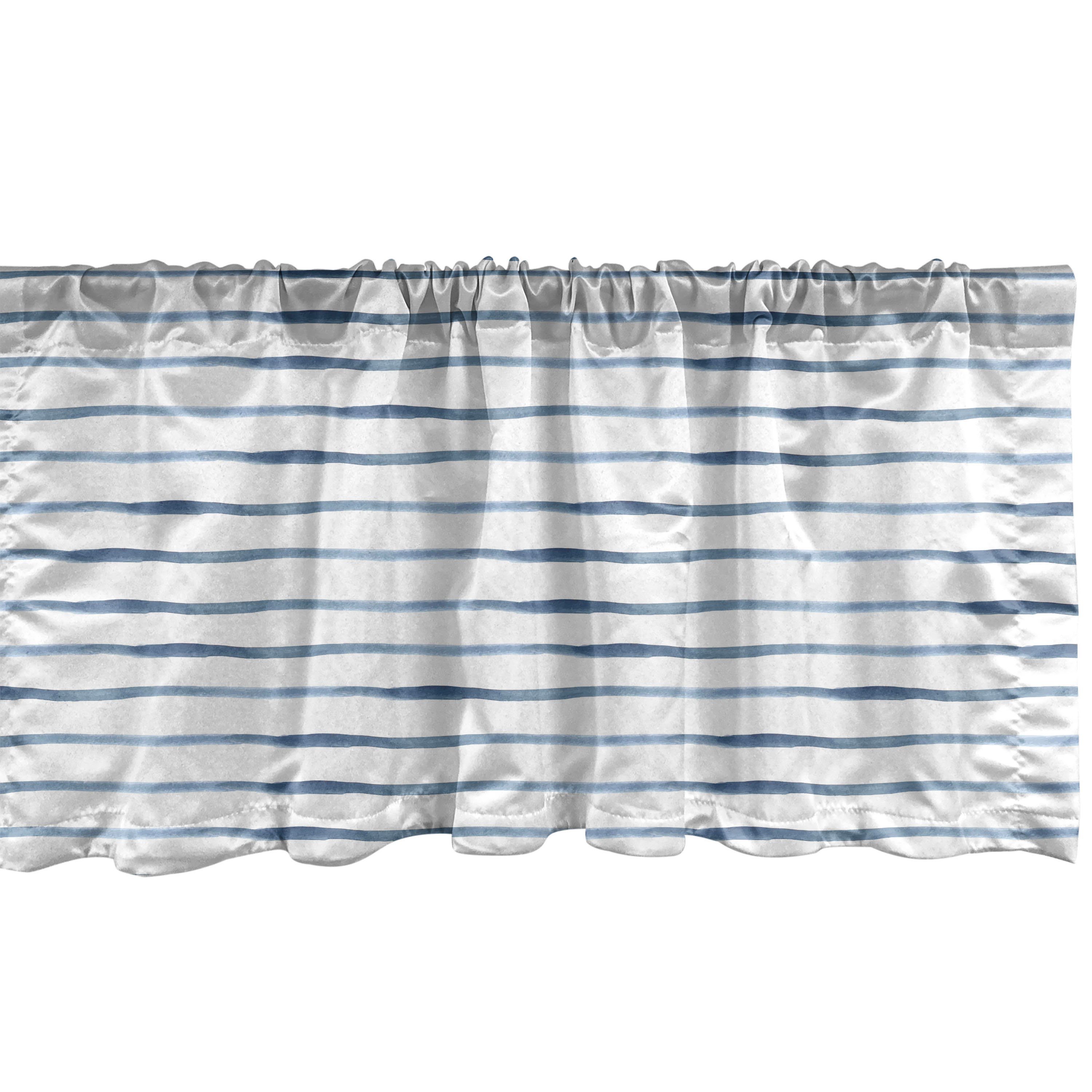 Scheibengardine Vorhang Volant für Küche Schlafzimmer Dekor mit Stangentasche, Abakuhaus, Microfaser, Harbor-Streifen Zusammenfassung Ozean