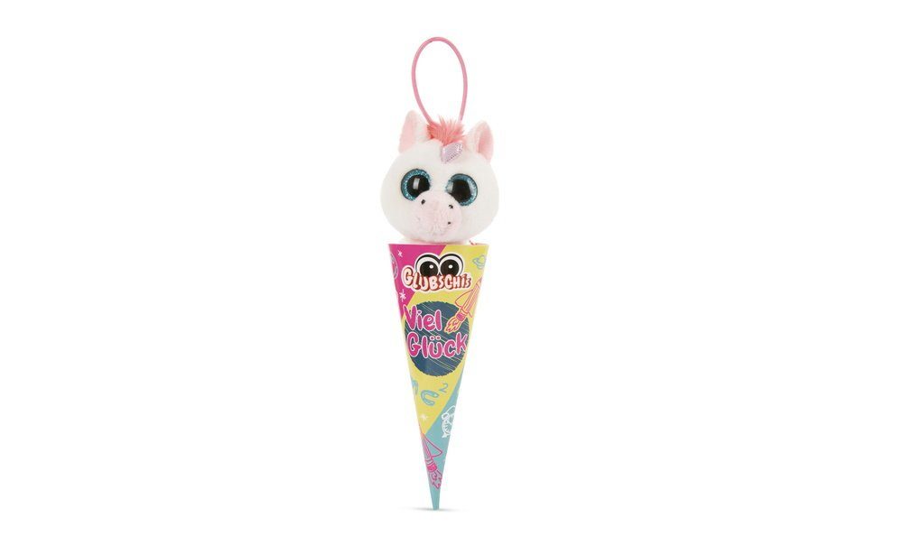 Nici Kuscheltier Schlüsselanhänger, 9cm mit Back Milky-Fee Einhorn to Glubschis Anhänger School Glitzeraugen großen Schultüte als Geschenk,