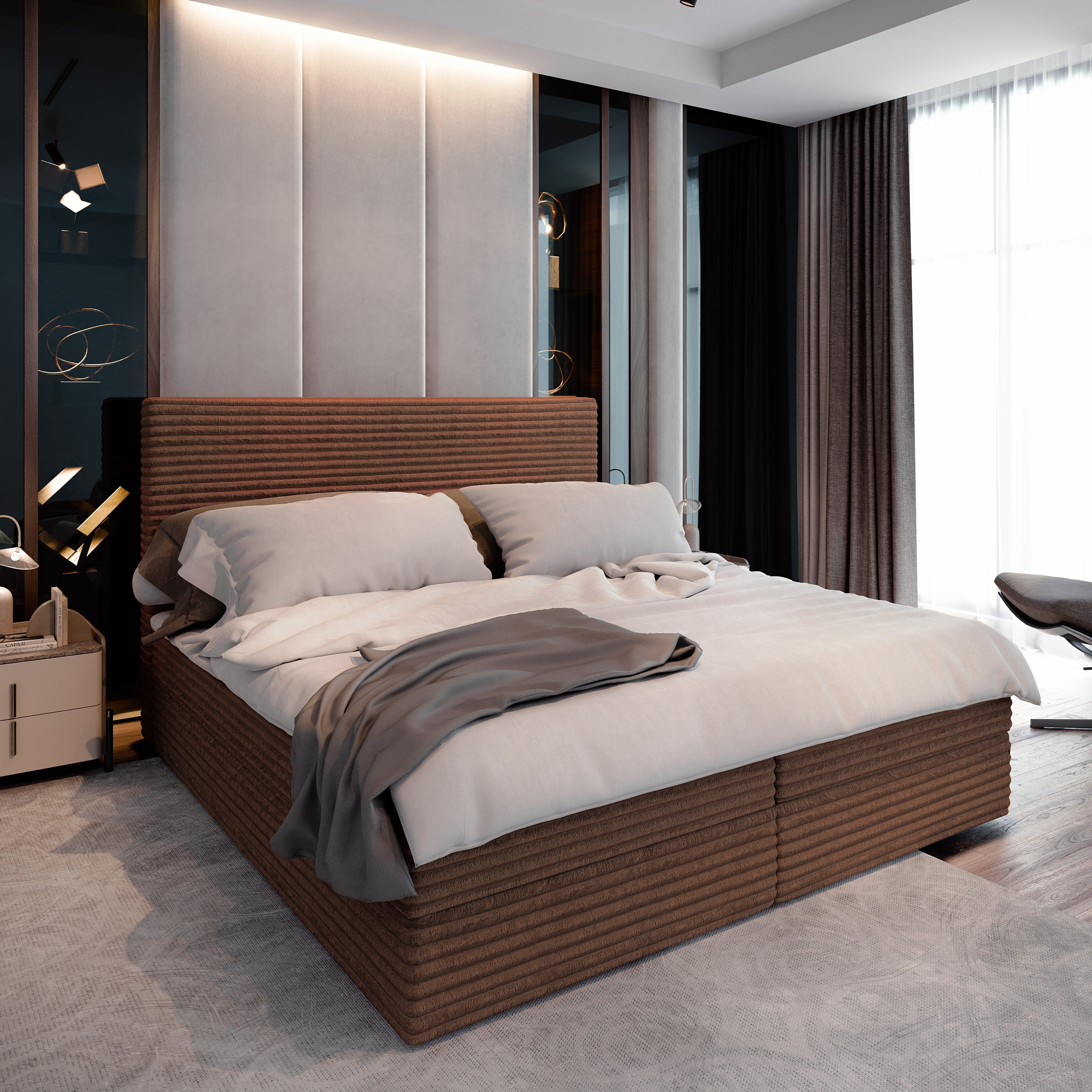 Masseno Boxbett PISA 140x200 cm mit Bonell Matratze und Topper