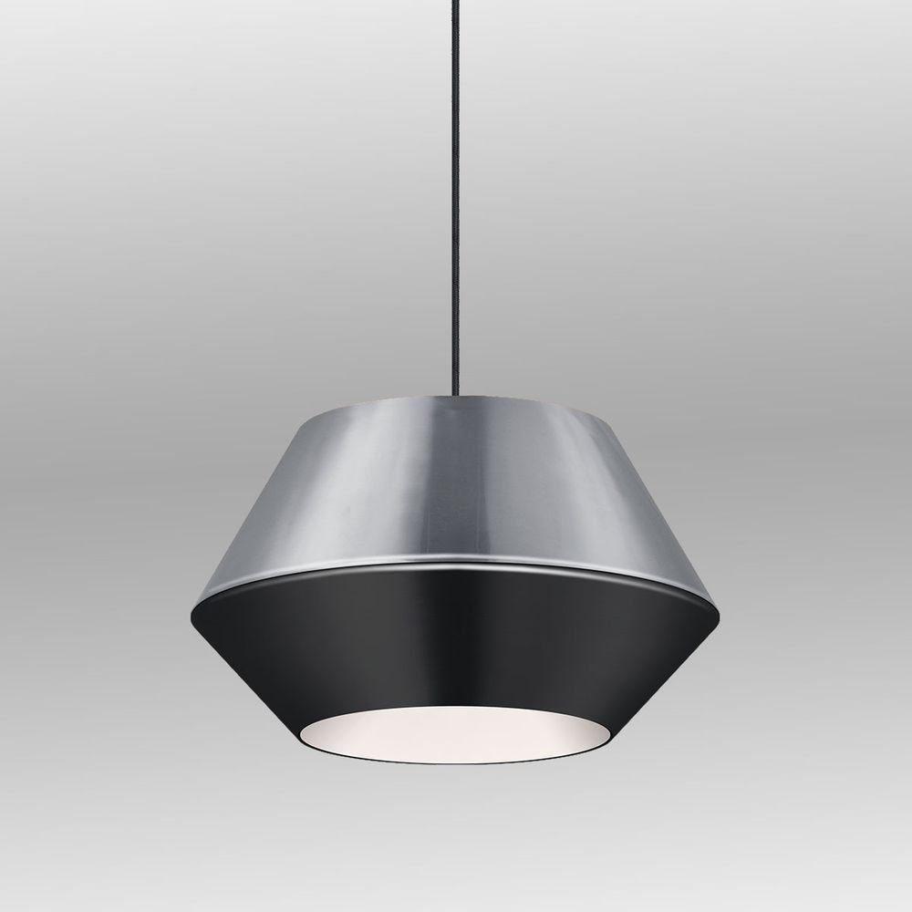 Metallschirm s.luce Individuelle Pendelleuchte Pendellampe SkaDa Aluminium/Schwarz, Warmweiß