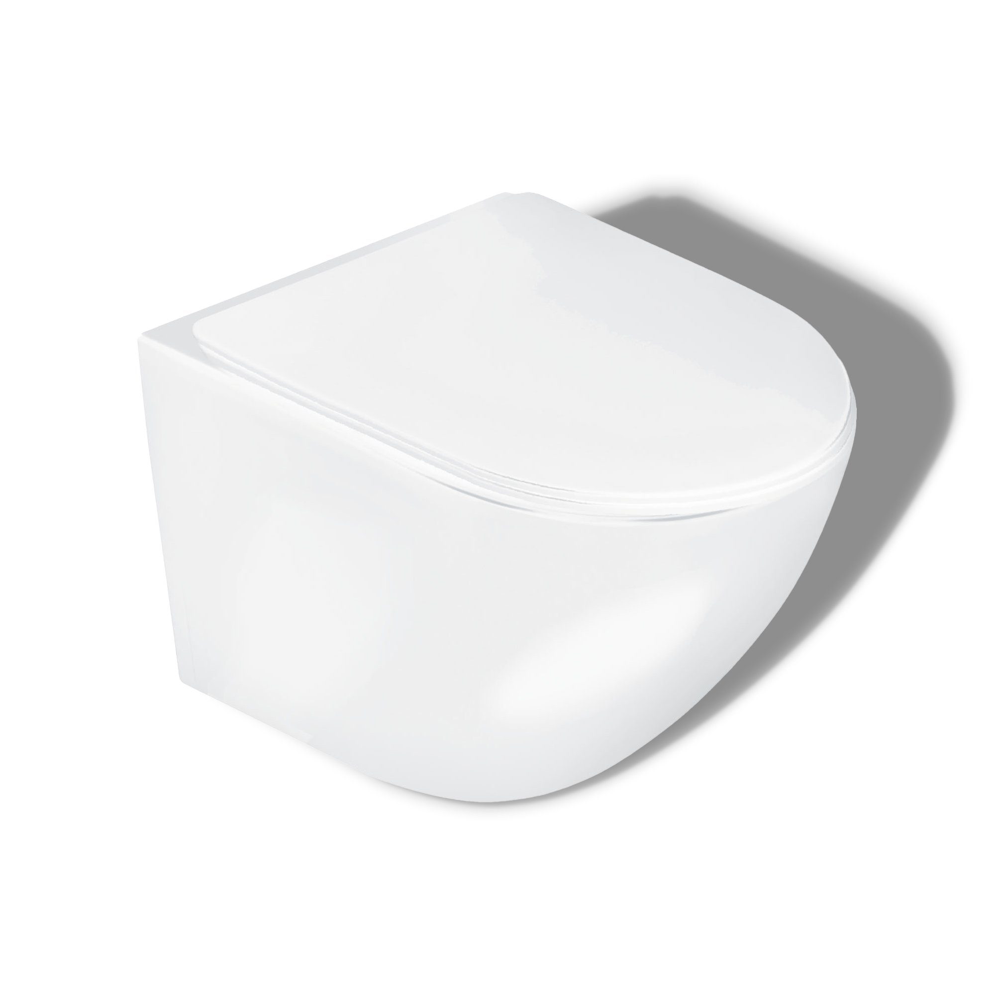 KOLMAN Tiefspül-WC Spülrandlos Wand-WC Delos, Weiß, mit Slim Soft-close WC-Sitz und Schallschutzmatte