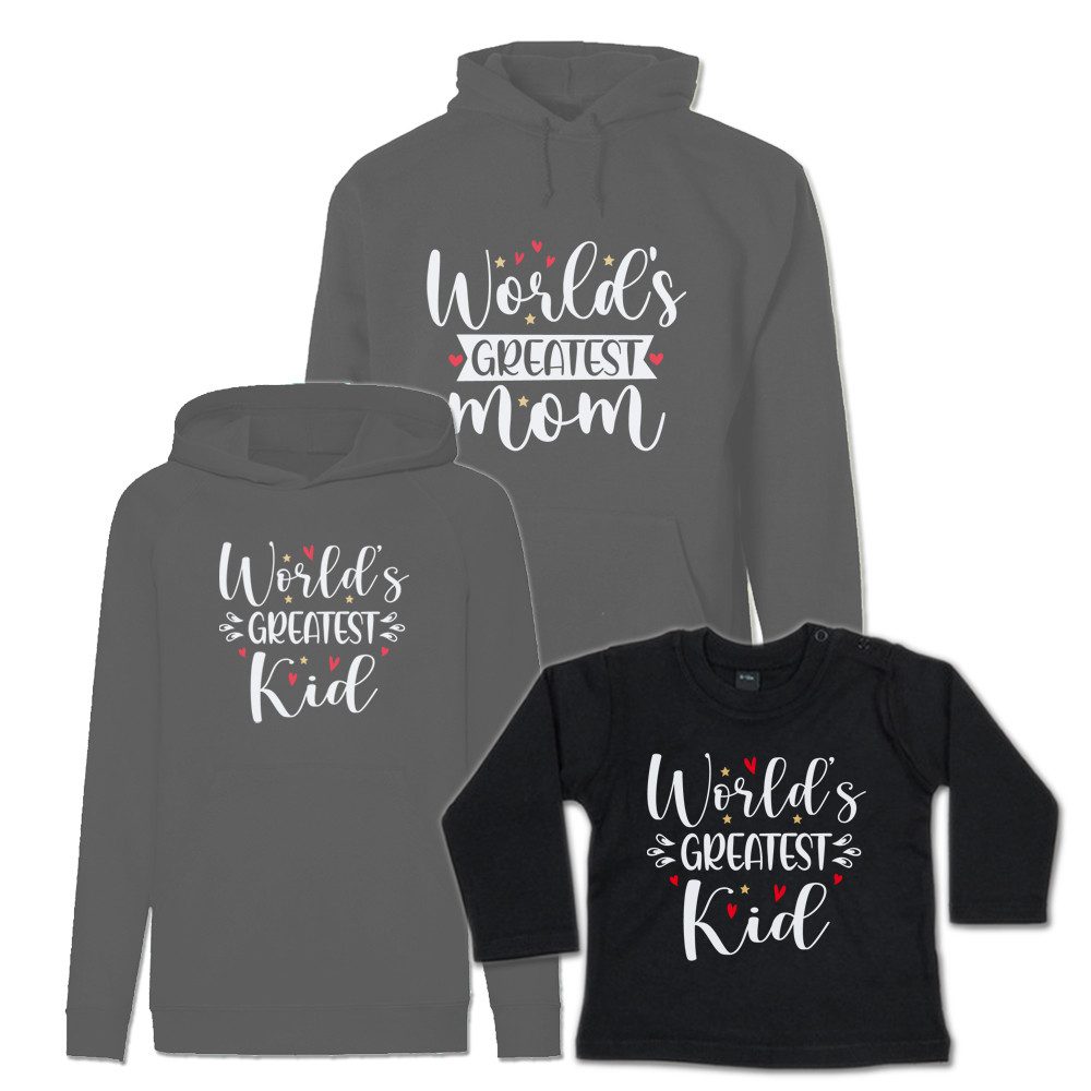 G-graphics Kapuzenpullover World´s greatest Mom & World´s greatest Kid (Familienset, Einzelteile zum selbst zusammenstellen) Kinder & Erwachsenen-Hoodie & Baby Sweater
