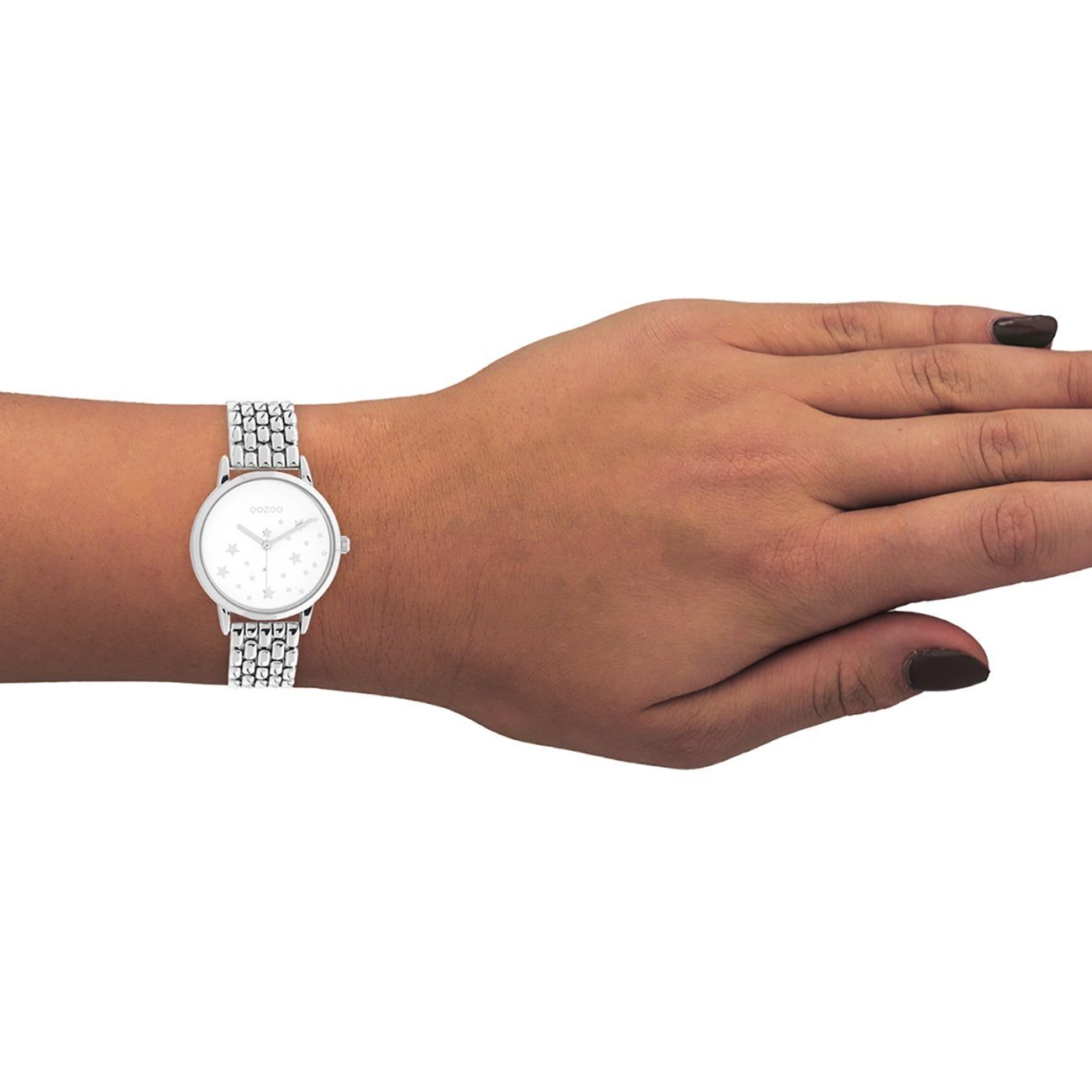 OOZOO Quarzuhr Oozoo Damen Armbanduhr Timepieces, (Analoguhr), Damenuhr rund, mittel (ca. 34mm) Edelstahlarmband, Elegant-Style
