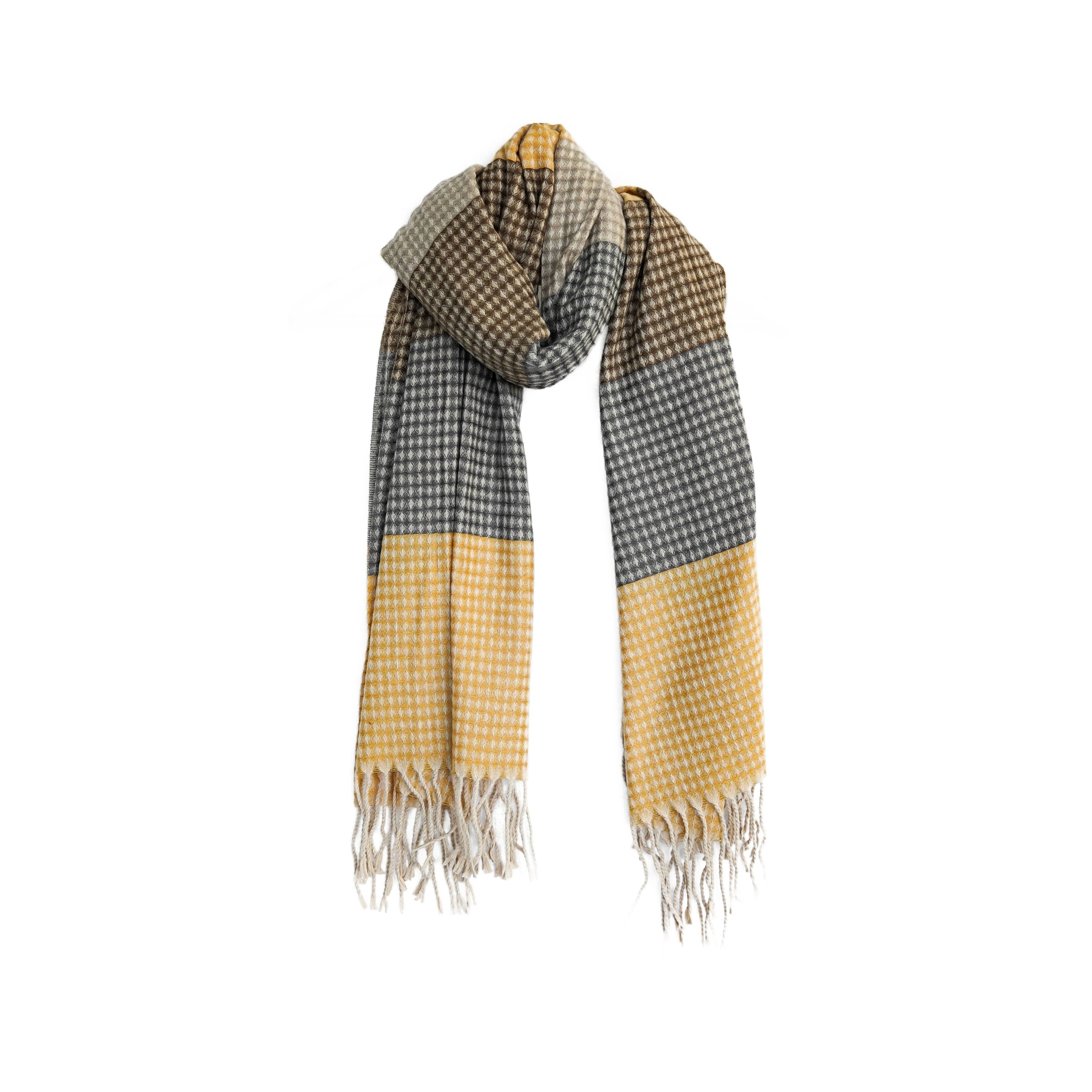 COFI 1453 Modeschal Karierter Schal mit Fransen ideal für den Herbst und Winter 70x190 cm