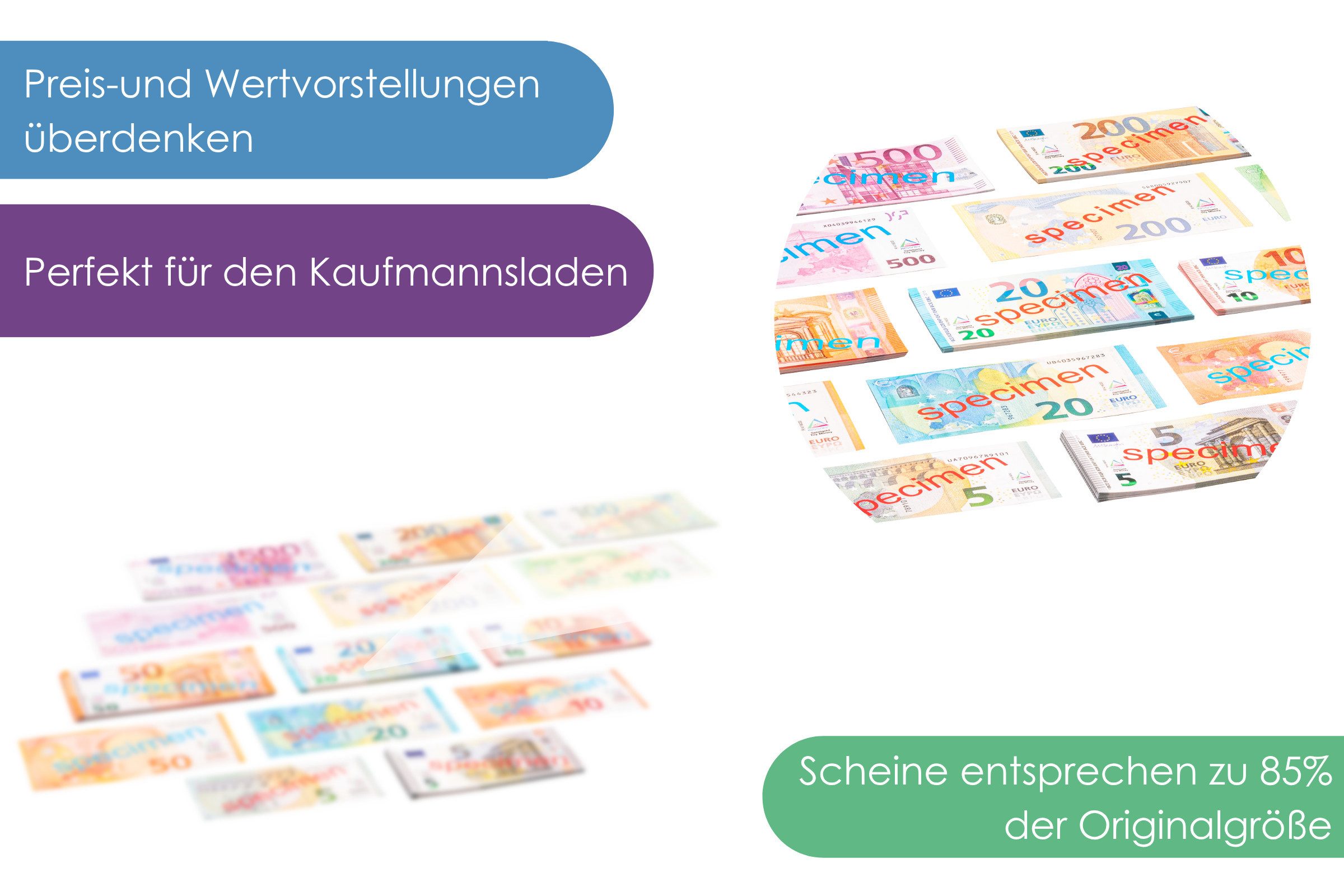 Wissner® aktiv lernen Lernspielzeug Spielgeld Scheine großer Satz (140 Scheine), RE-Plastic®