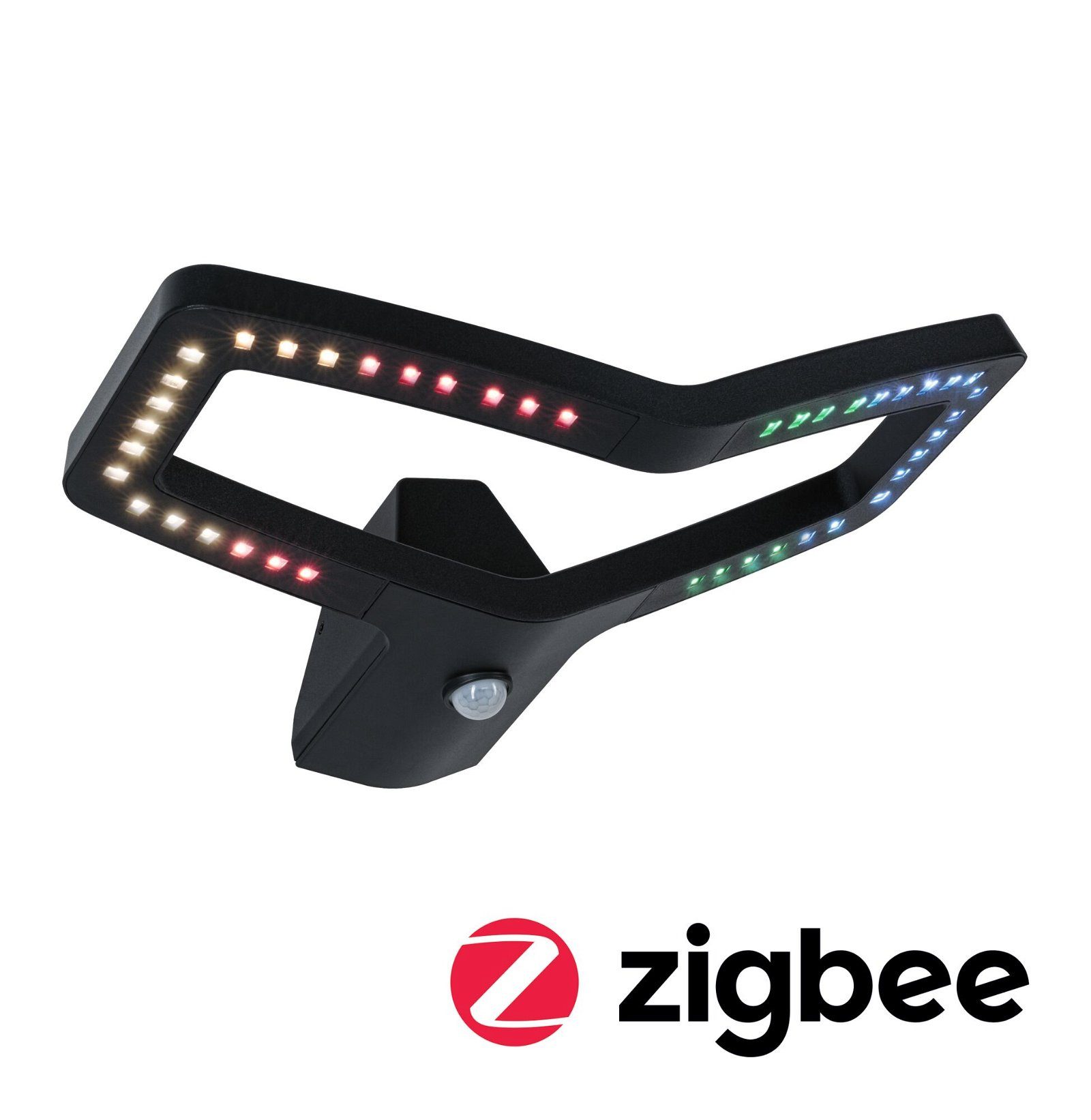 Paulmann LED Außen-Wandleuchte Alara IP44 eckig 375x270mm RGBW+ 10W 450lm 230V Anthrazit Metall, LED fest integriert, Warmweiß, Smart Home Zigbee 3.0, Bewegungsmelder