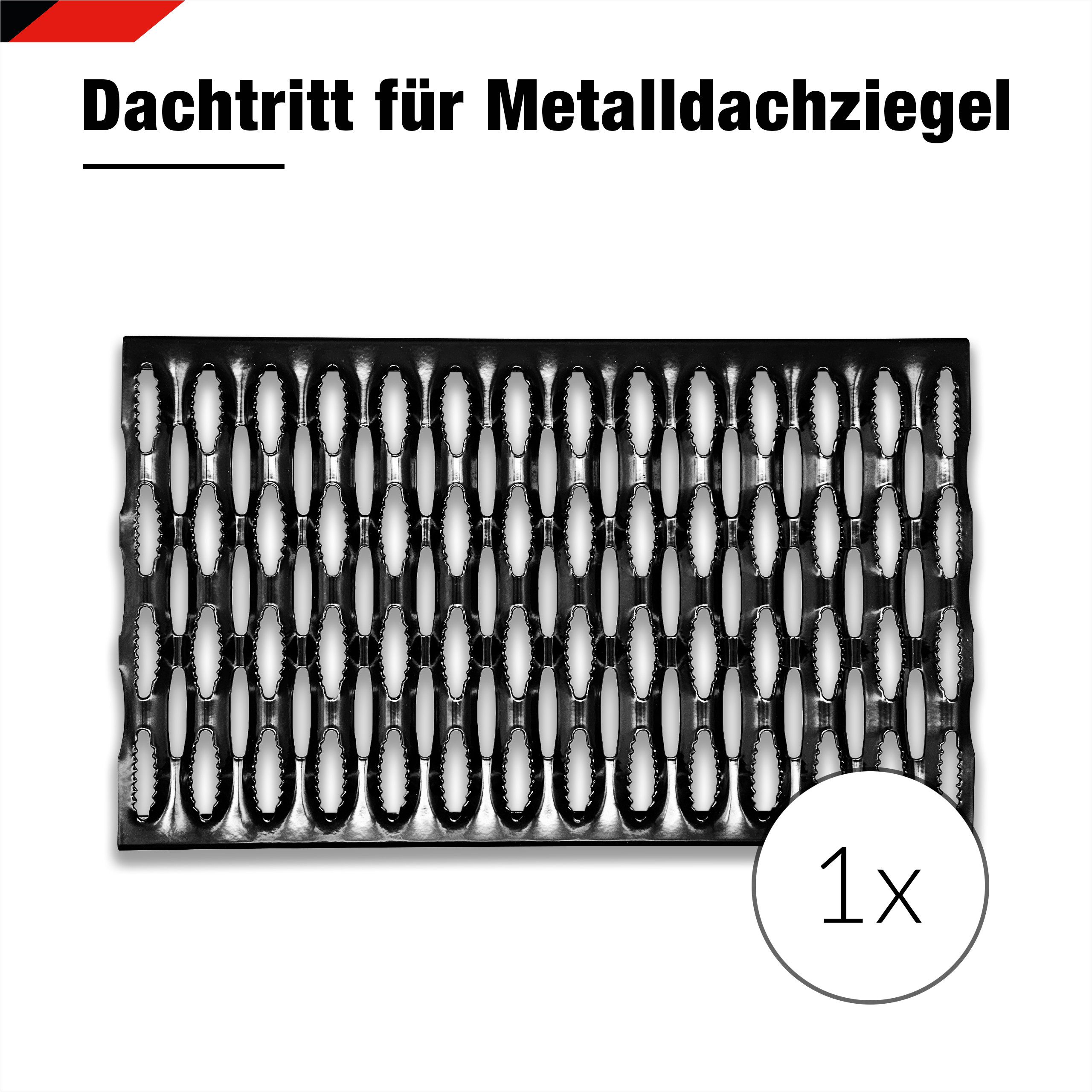 BRAVO Gitterroststufe, Dachtritt 40cm für Metalldachziegel 350/35mm, Schornsteinfegertritt, für Metalldachziegel: gängige Module 350/35 mm, (Set), EN 516 zertifiziert, Stahl verzinkt & pulverbeschichtet