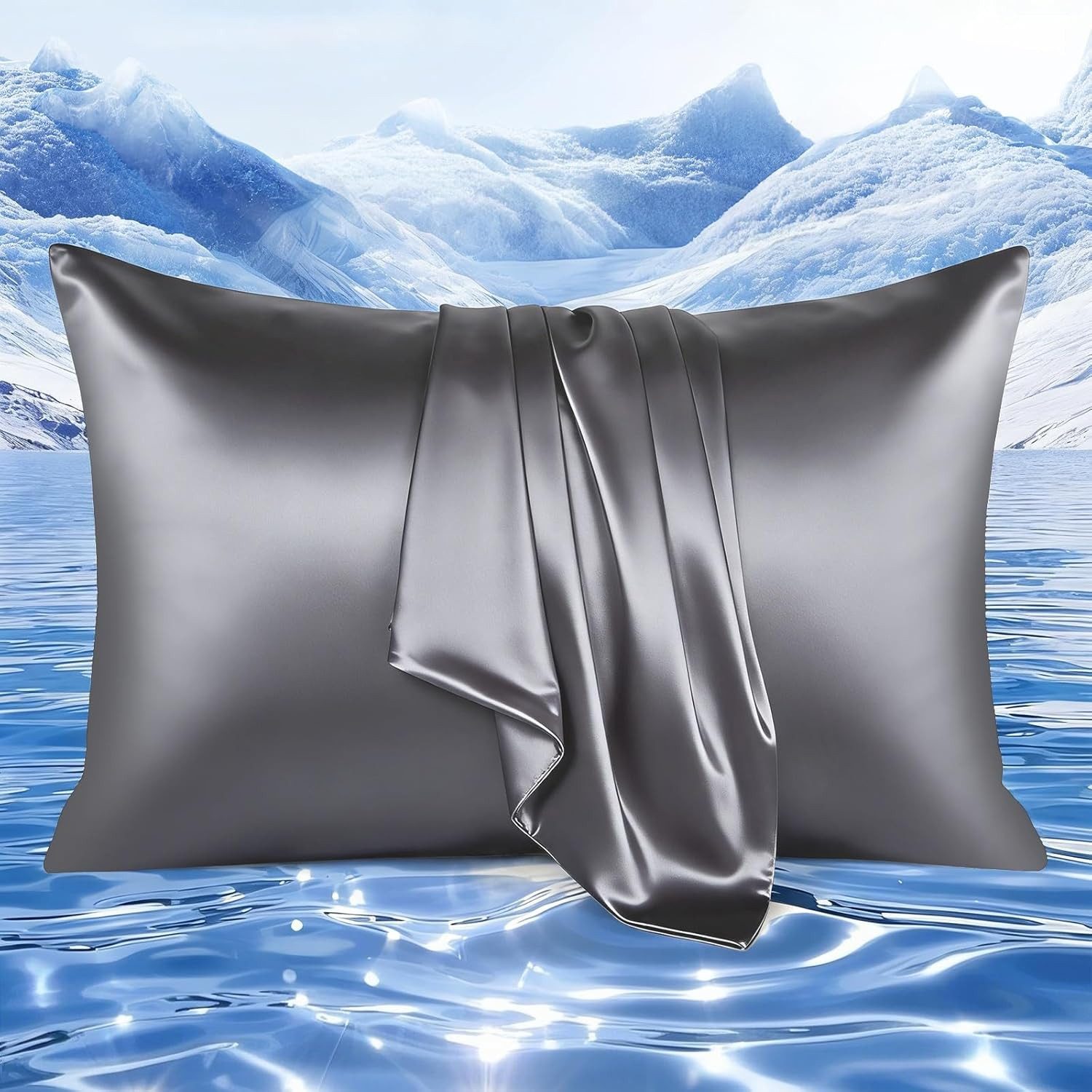 Elegear Kissenbezug Kühlender Kissenbezug 40x80/50x80cm kopfkissenbezug Q-Max>0,5, (2 Stück), Kissenbezüge mit Arc-Chill 3.0 Technologie, Maschinenwaschbar, grau
