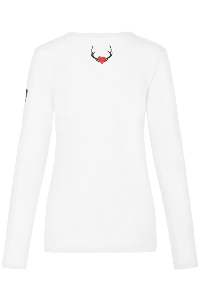 Almgwand Outdoorbluse Longsleeve Damen - DIPPELWANDALM - weiß/rot