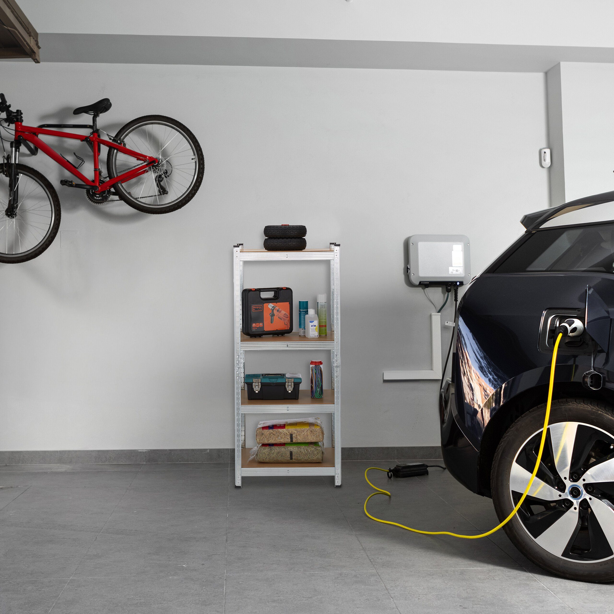 relaxdays Schwerlastregal Verzinktes Schwerlastregal mit 4 Ebenen günstig online kaufen