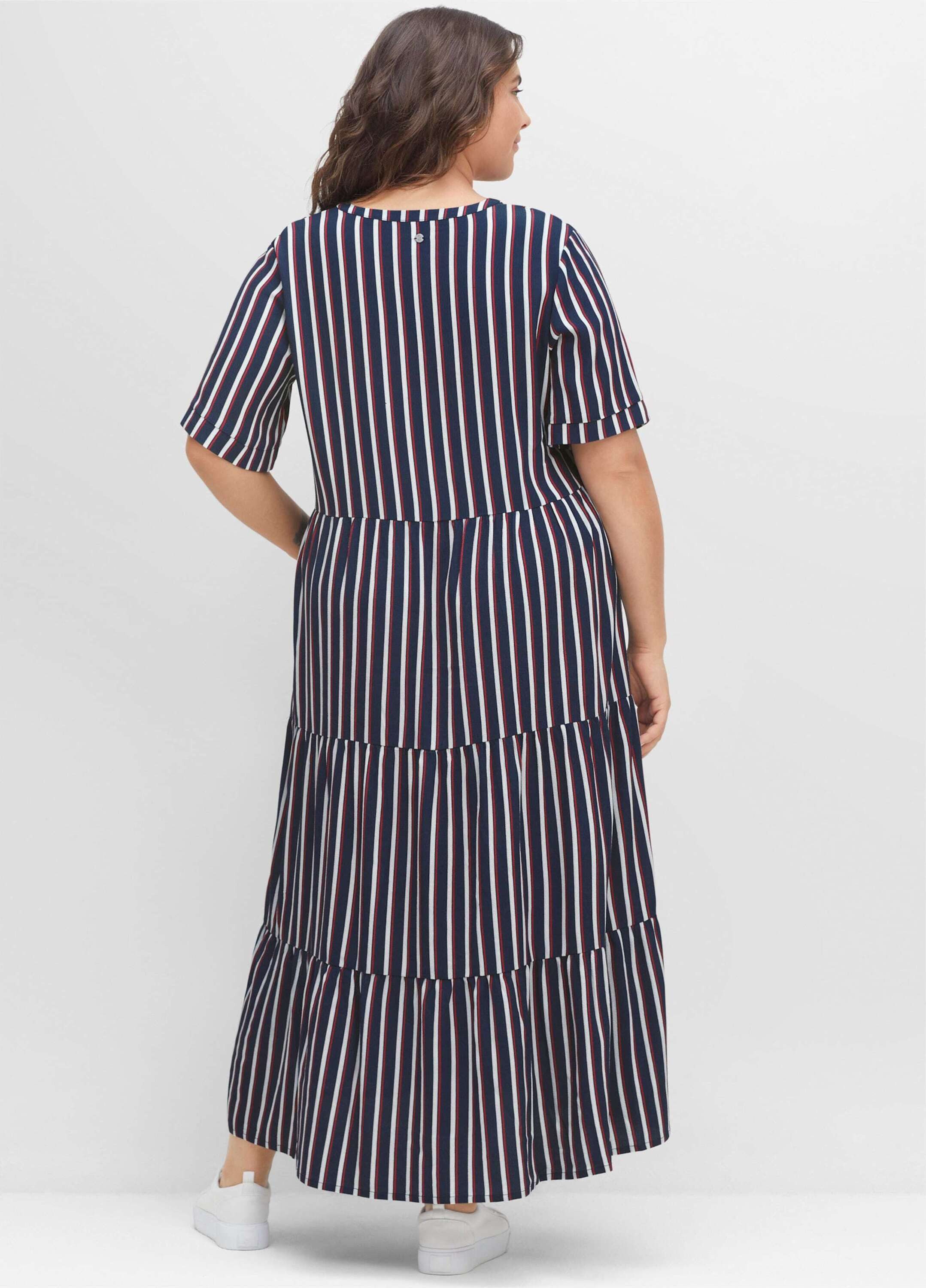 Sheego Etuikleid Maxikleid Kurzarm mit weit schwingendem Rockteil günstig online kaufen