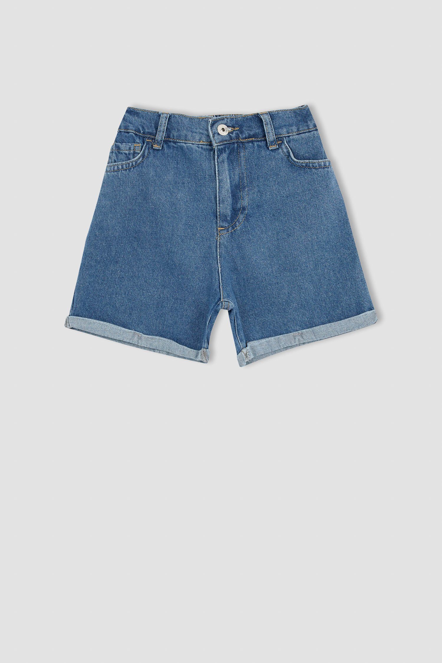 MOM DeFacto Mädchen Jeansshorts Jeansshorts Mittelblau FIT