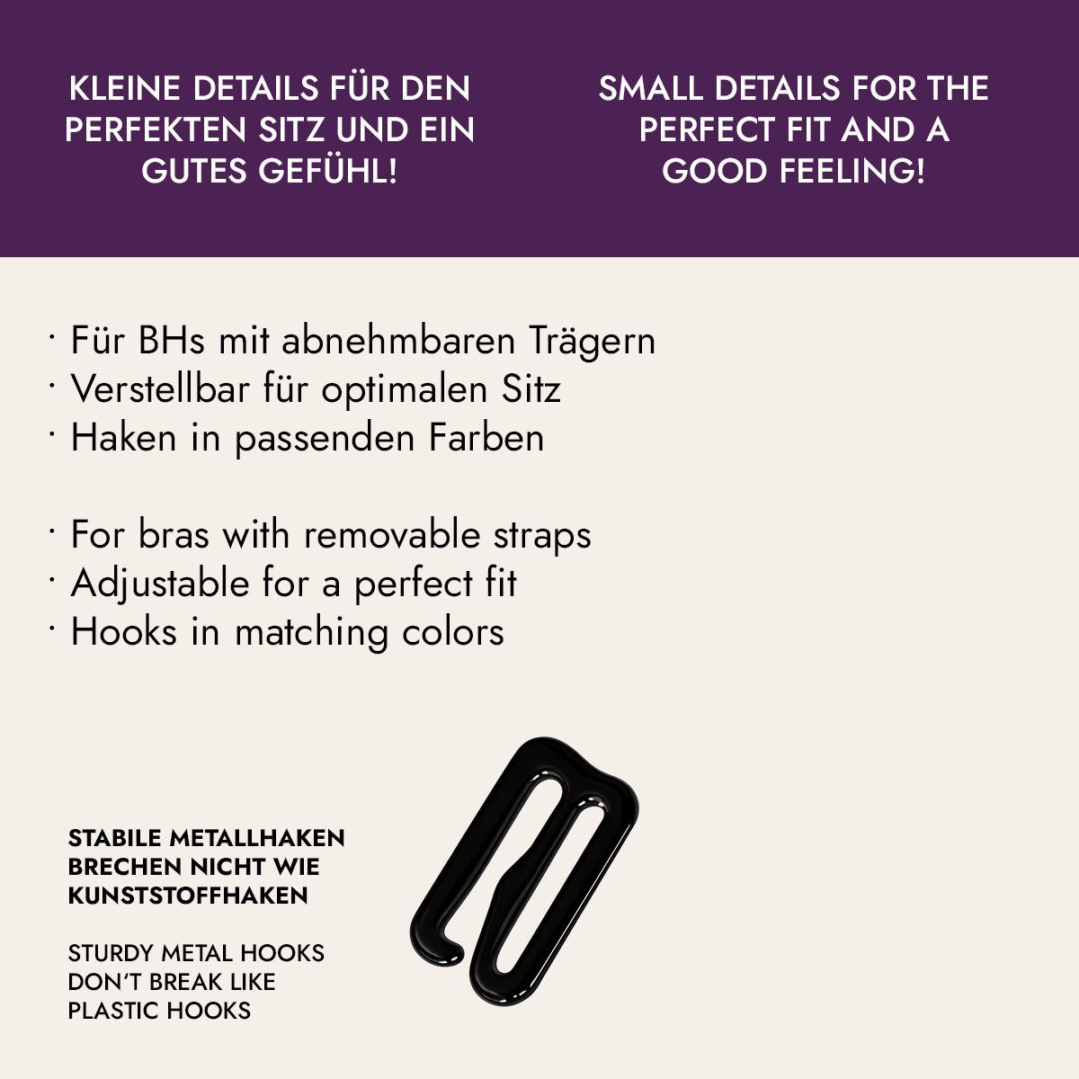 Miss Perfect BH-Träger 75040-42, Clear Bra Straps with Nickel-Free Metal Hooks – Transparente BH-Träger