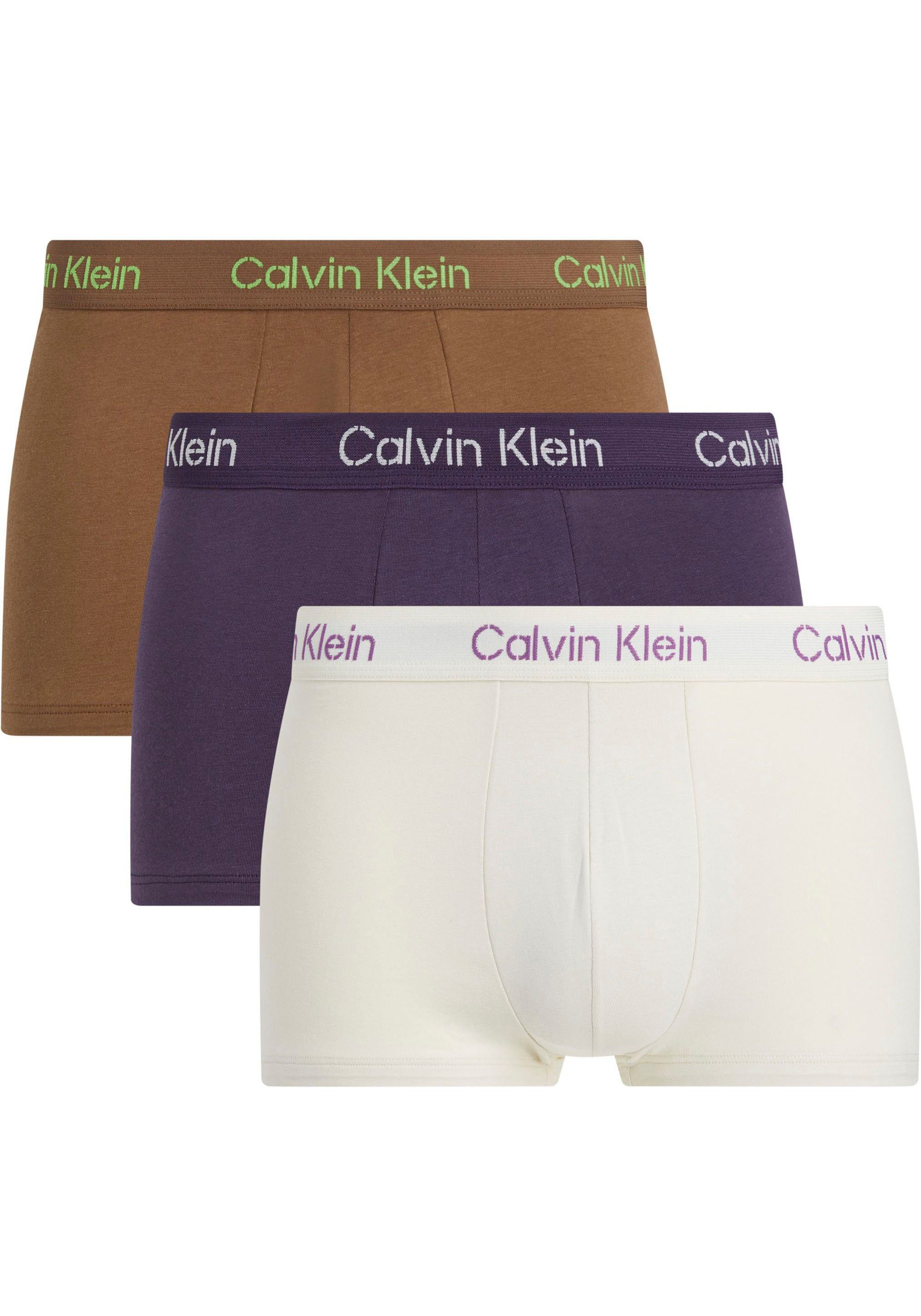 Calvin Klein Underwear Trunk LOW RISE TRUNK 3PK (Packung, 3er-Pack) mit Logo-Elastikbund BONE_WT,_NSHD,_COFFEE_LIQUEUR