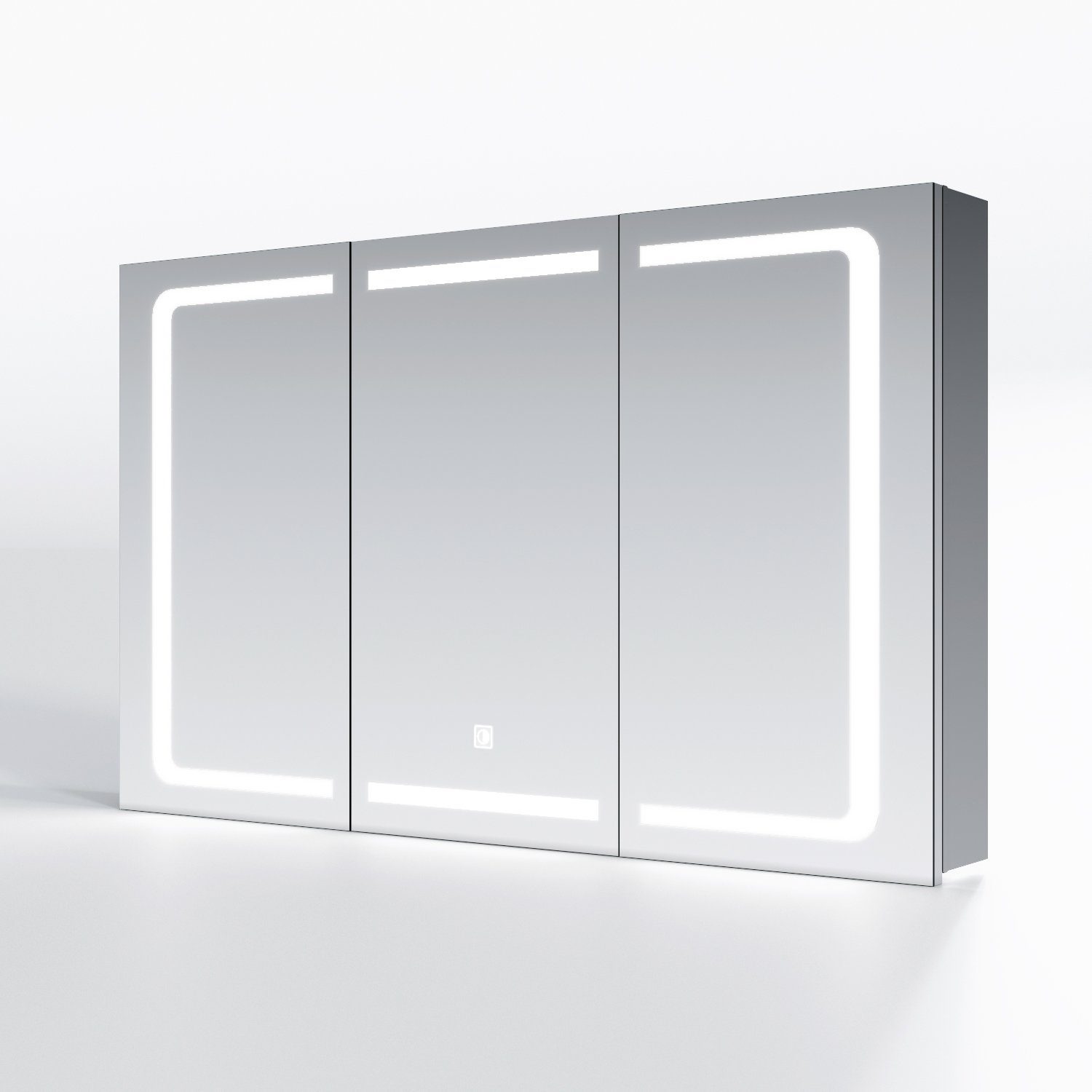 SONNI Spiegelschrank spiegelschrank bad mit beleuchtung mit Touch und Steckdose 105x65cm Edelstahl, 3 türig | Stahlschränke