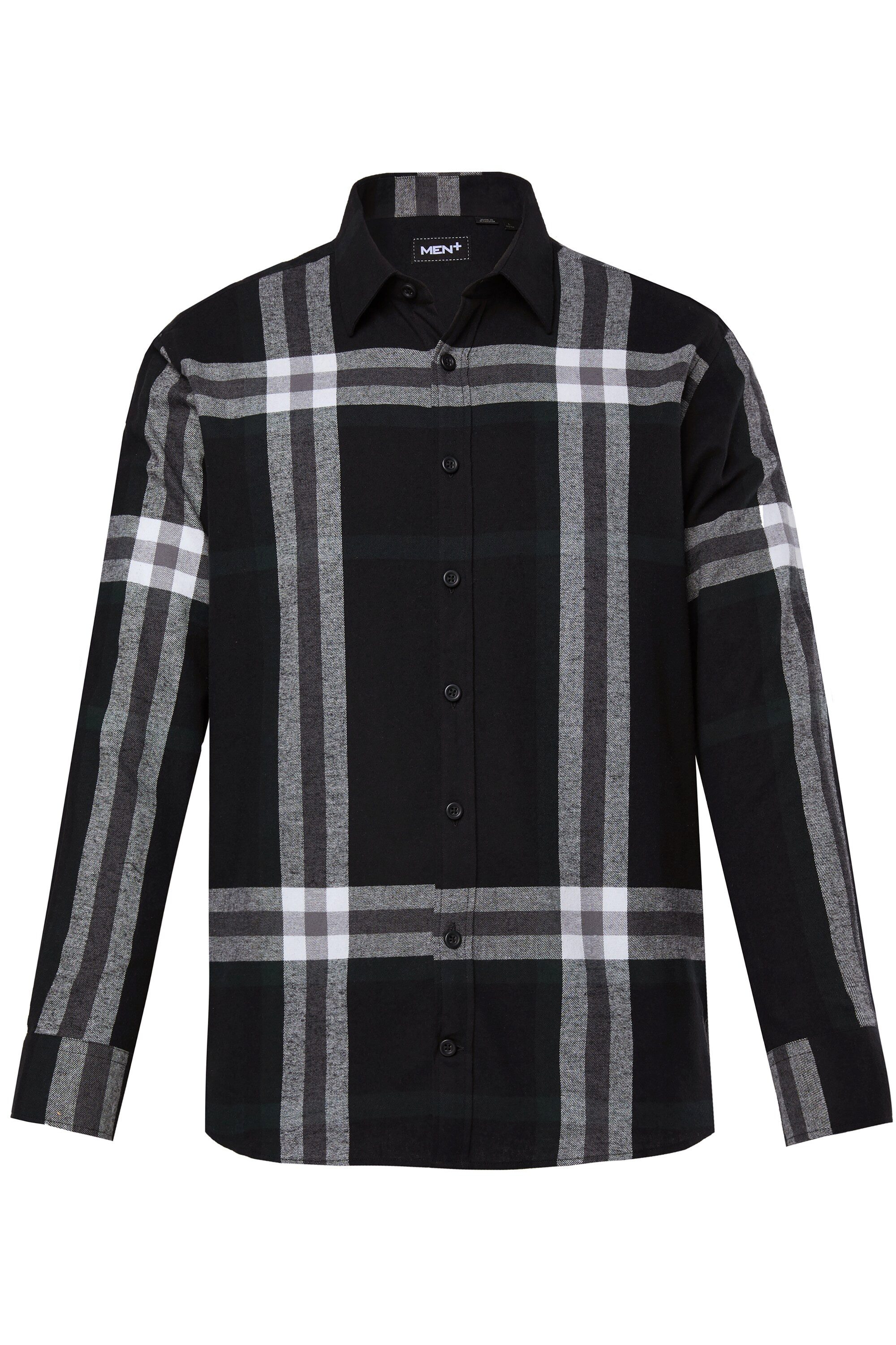Men Plus Businesshemd Karo-Flanellhemd Langarm Kentkragen Comfort Fit